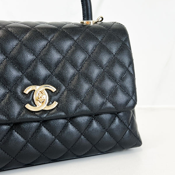 Chanel Medium Top Handle Coco in Black Caviar with Champagne Hardware