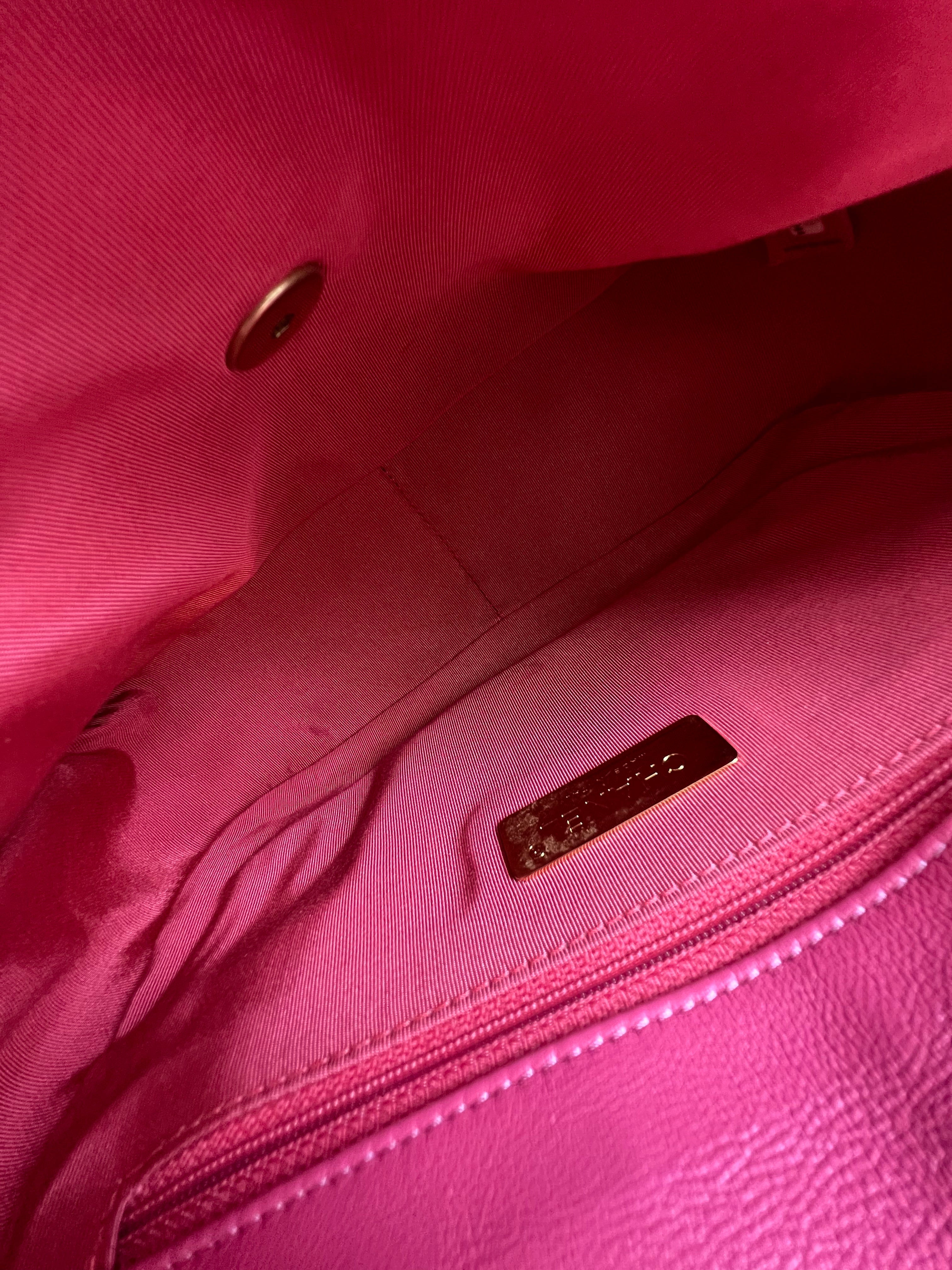 Chanel Pink Small Lambskin 19 with Gold & Silver Tone Hardware