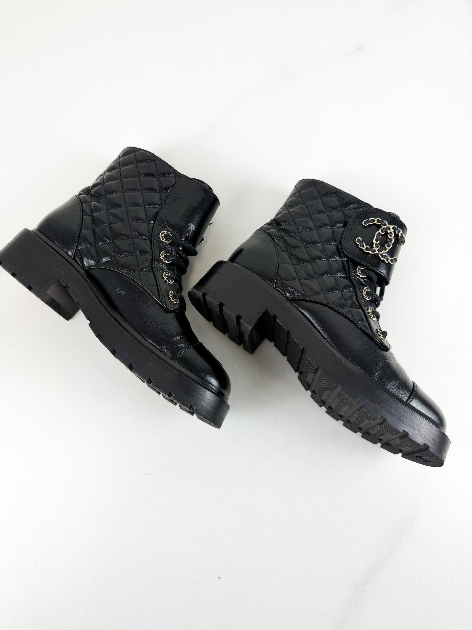 Chanel Quilted Combat Boot Size 39C