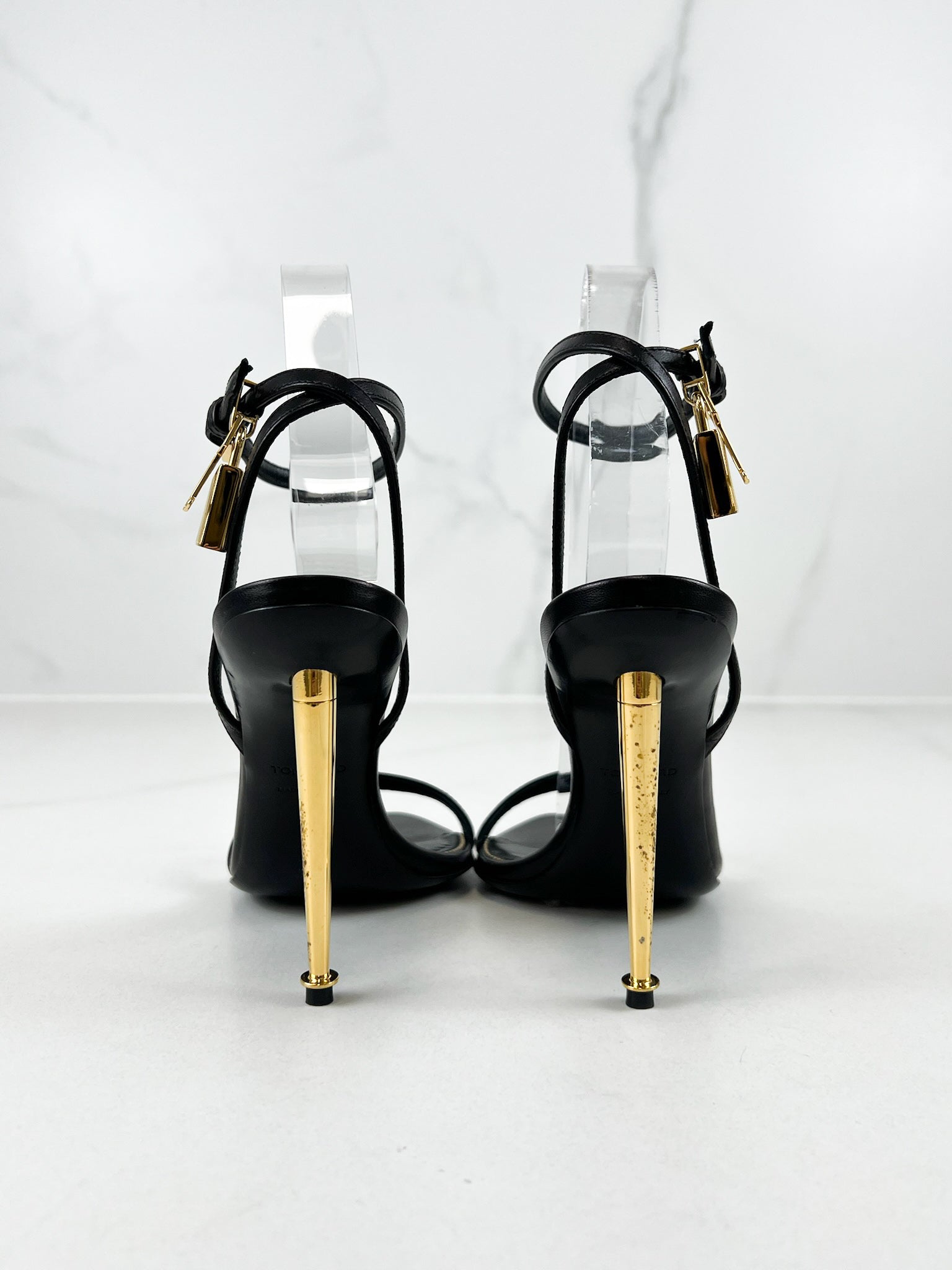 PRICE - Tom Ford Black Padlock Leather Sandal Size 36