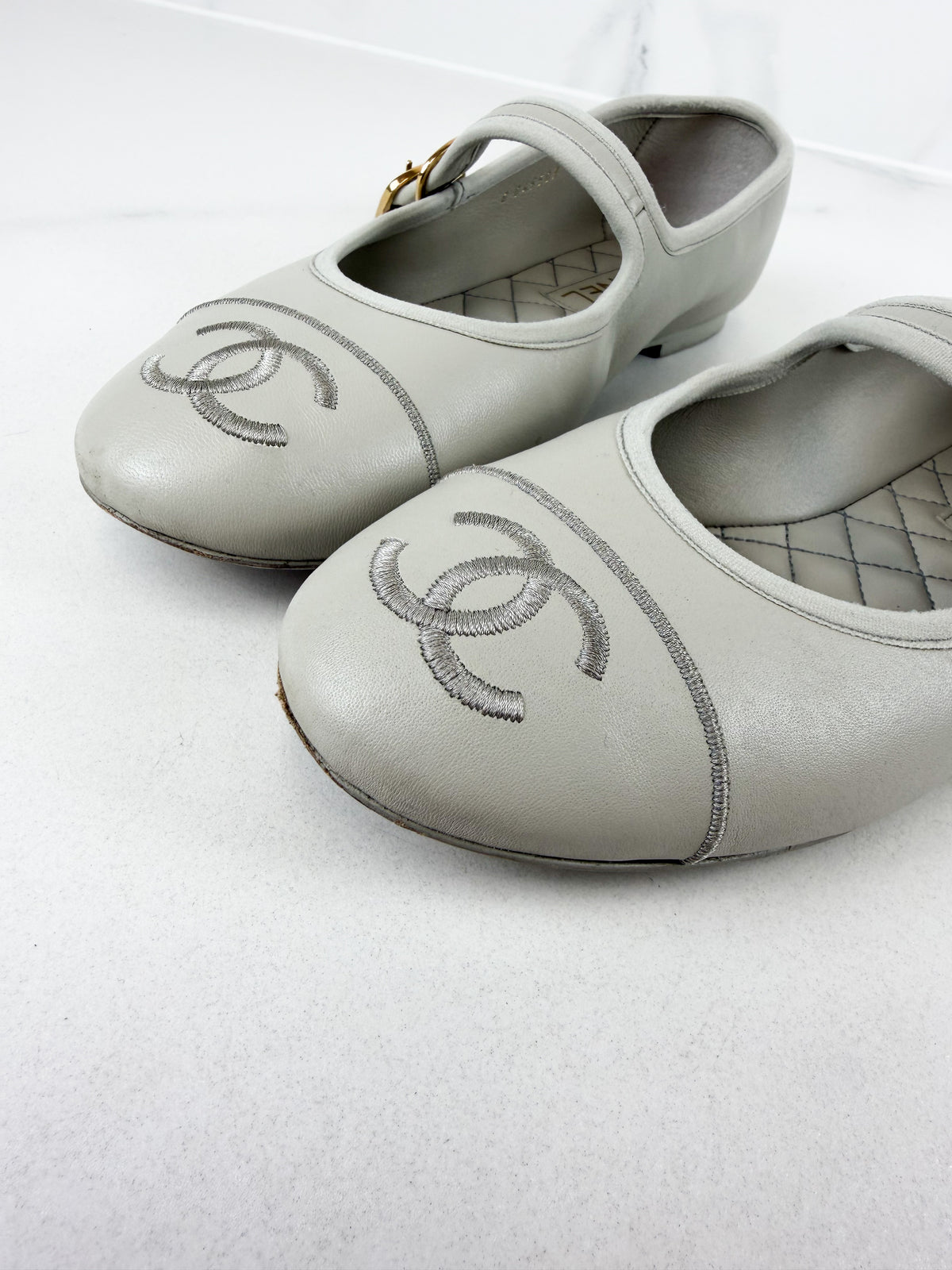 Chanel Lambskin Mary Jane Flats Size 37.5
