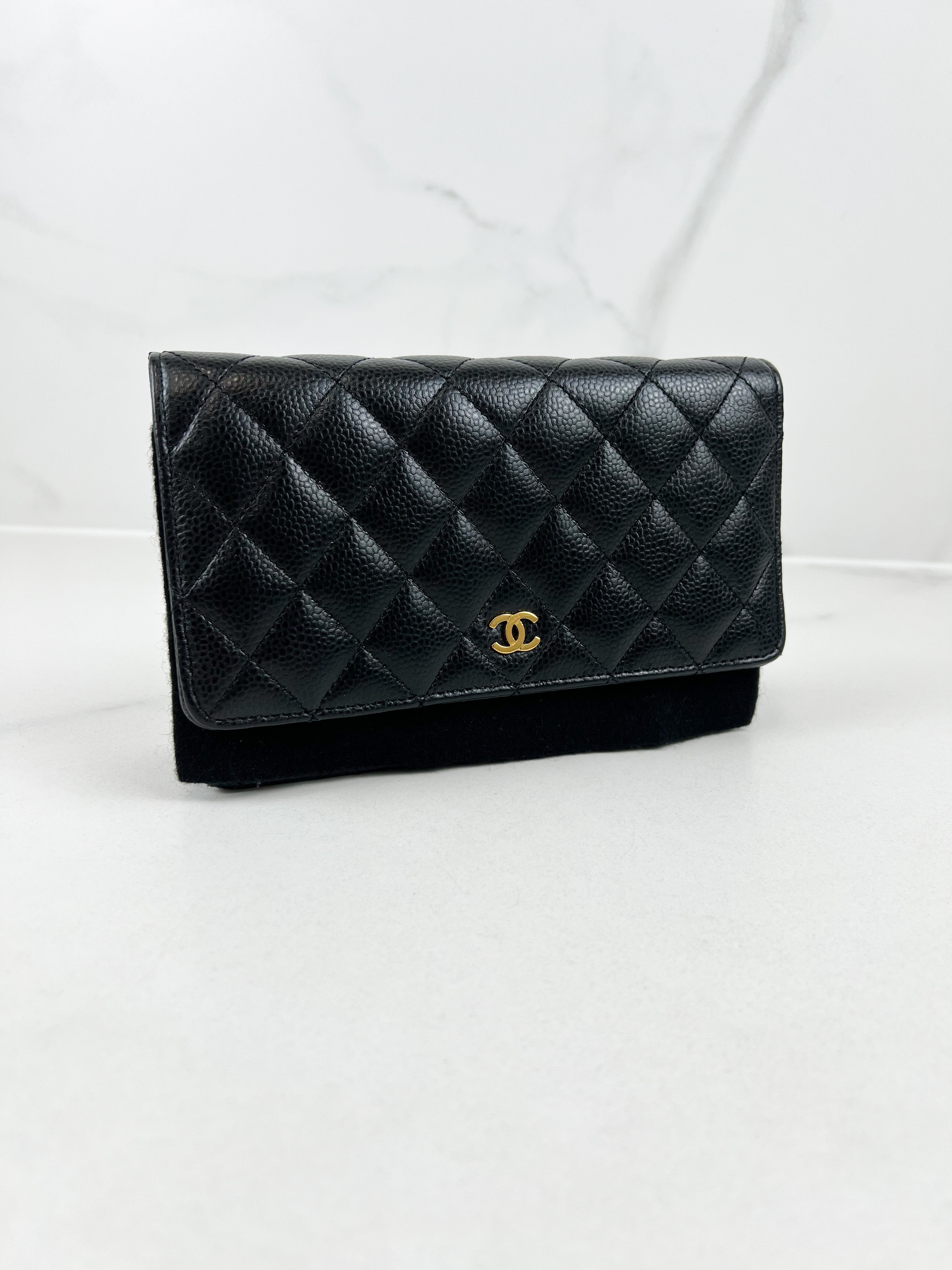 Chanel Black Classic Caviar CC WOC with GHW