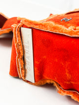 Chanel Vintage Orange Sheepskin Suede Logos Shoulder Bag