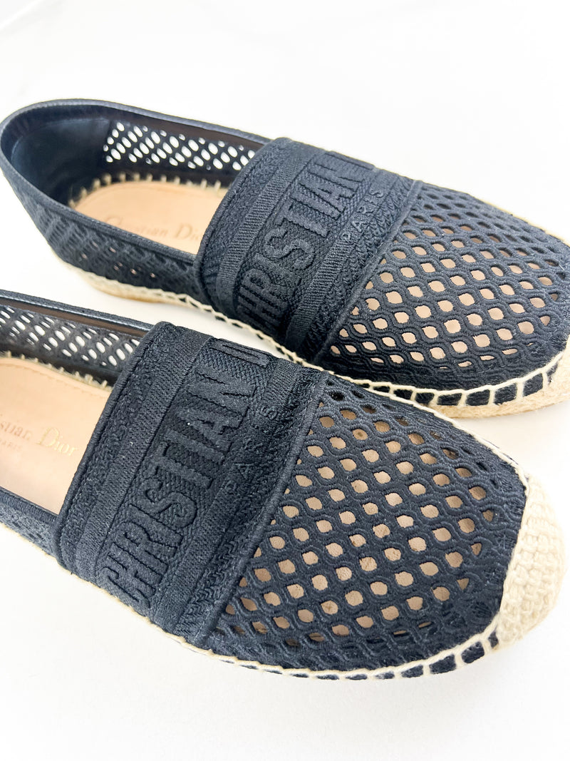 Christian Dior Black Granville Espadrille Size 37