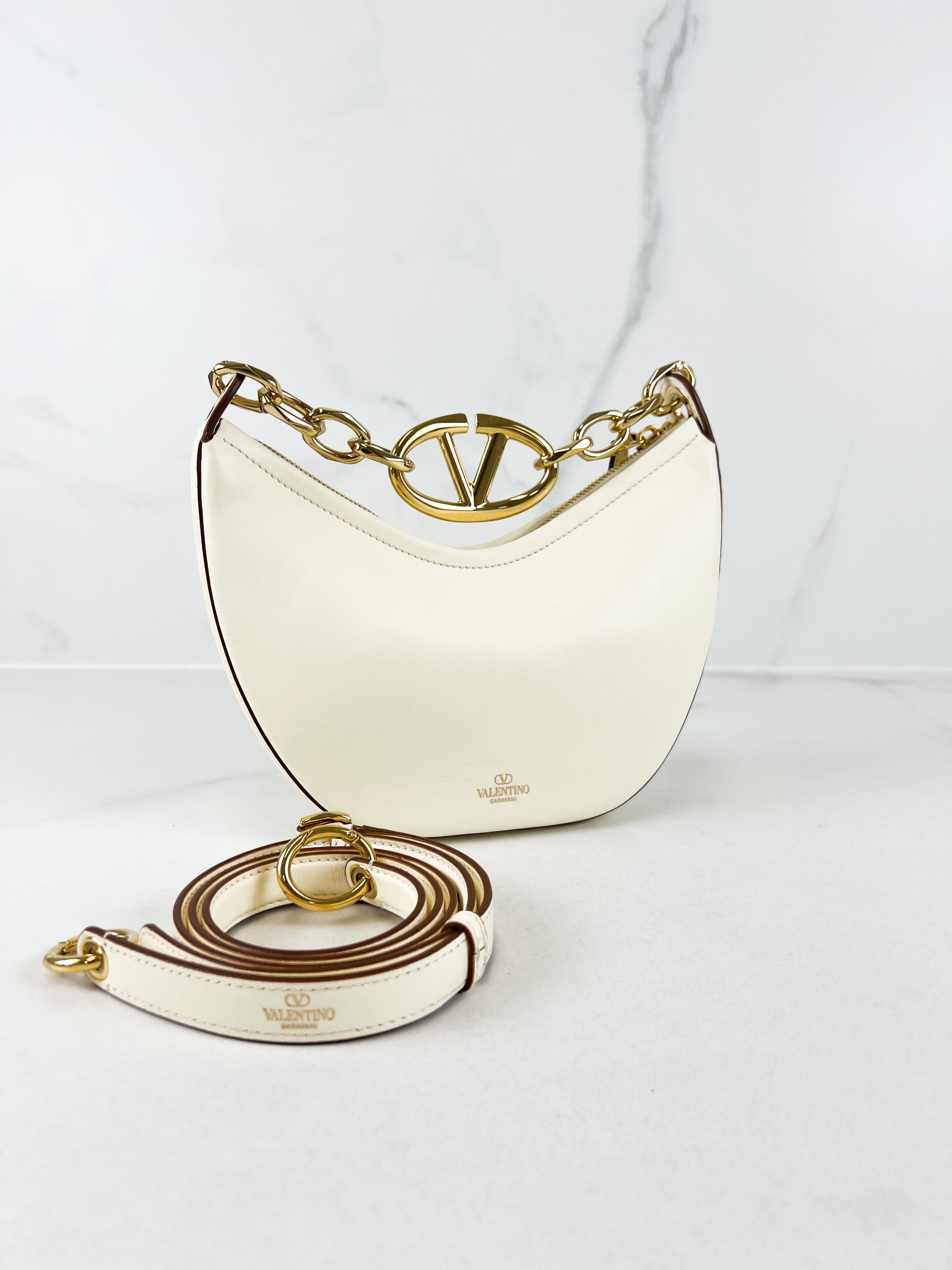 Valentino Garavani Cream Mini VLogo Moon Crossbody Bag