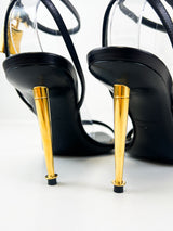 Tom Ford Leather Black Padlock Sandal Size 39