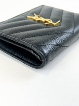 Saint Laurent Cassandre Matelasse Bi-fold Wallet in Grain De Poudre Embossed Leather