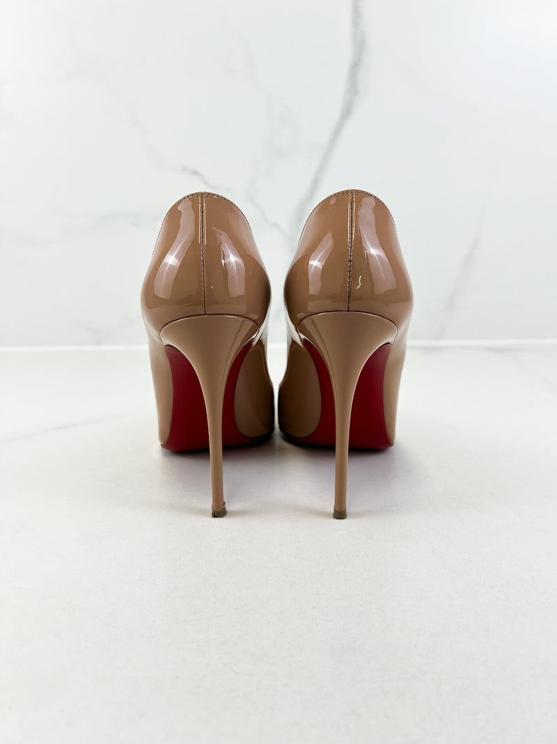 Christian Louboutin Beige Pigalle Follies 100 Patent Size 37.5