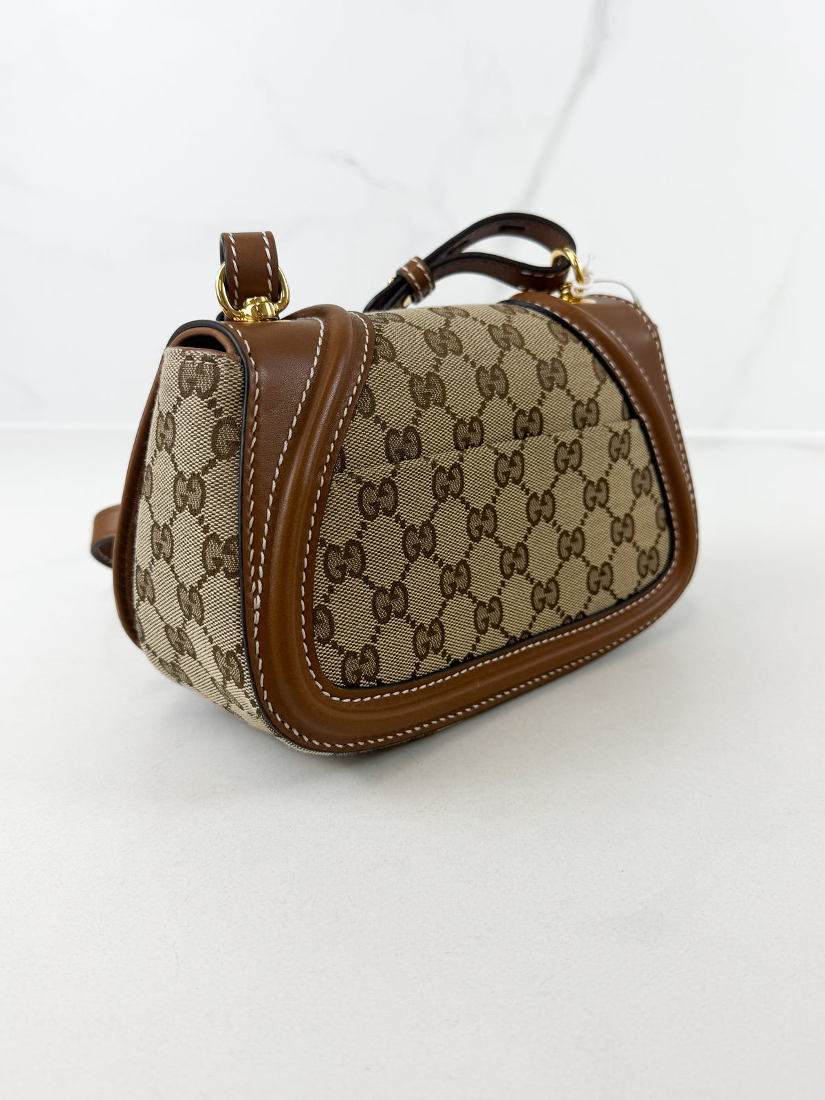 Gucci Blondie Small Shoulder Bag In Beige Coated Canvas