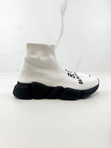 Balenciaga Logo White Knit Sneaker Size 35