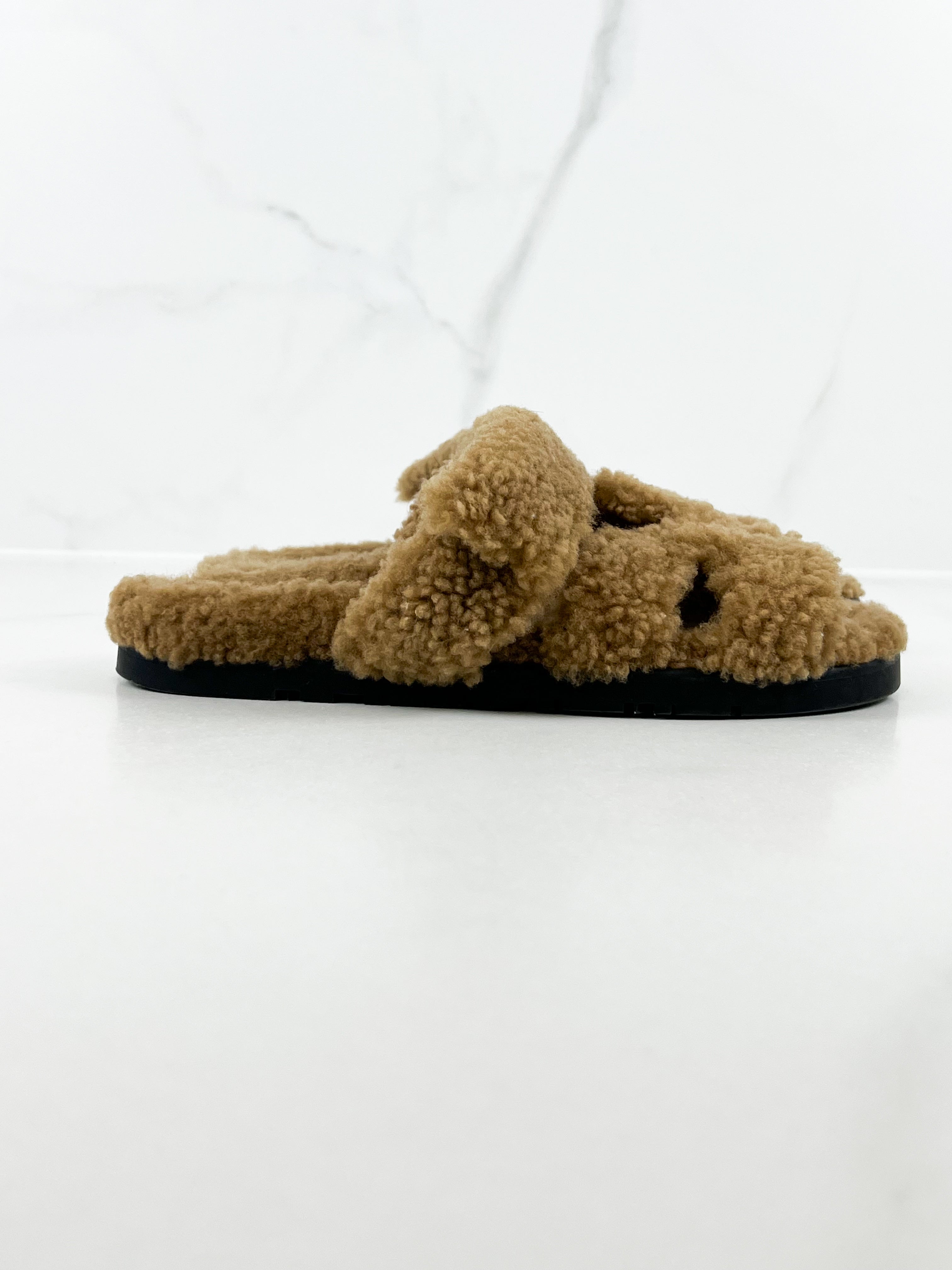Hermes Chypre Shearling Sandals Size 37