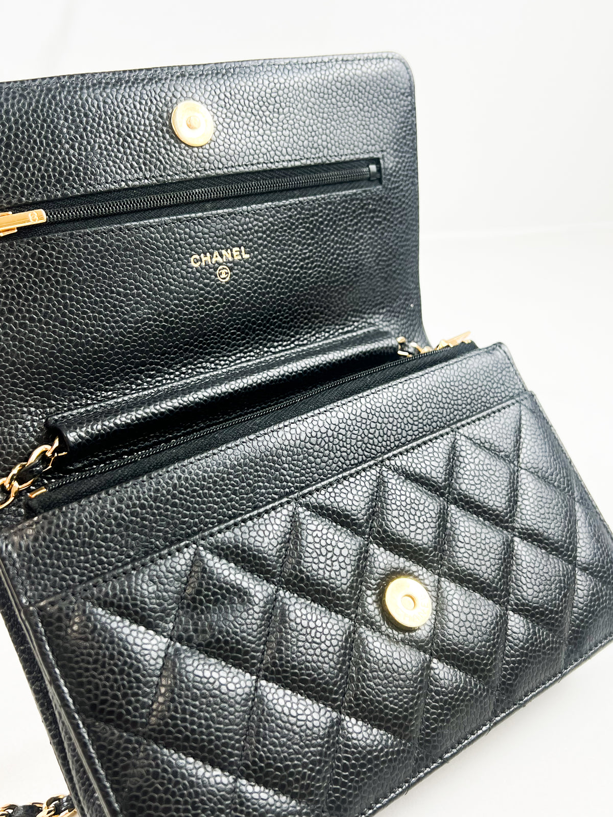 Chanel Black Classic Caviar CC WOC with GHW