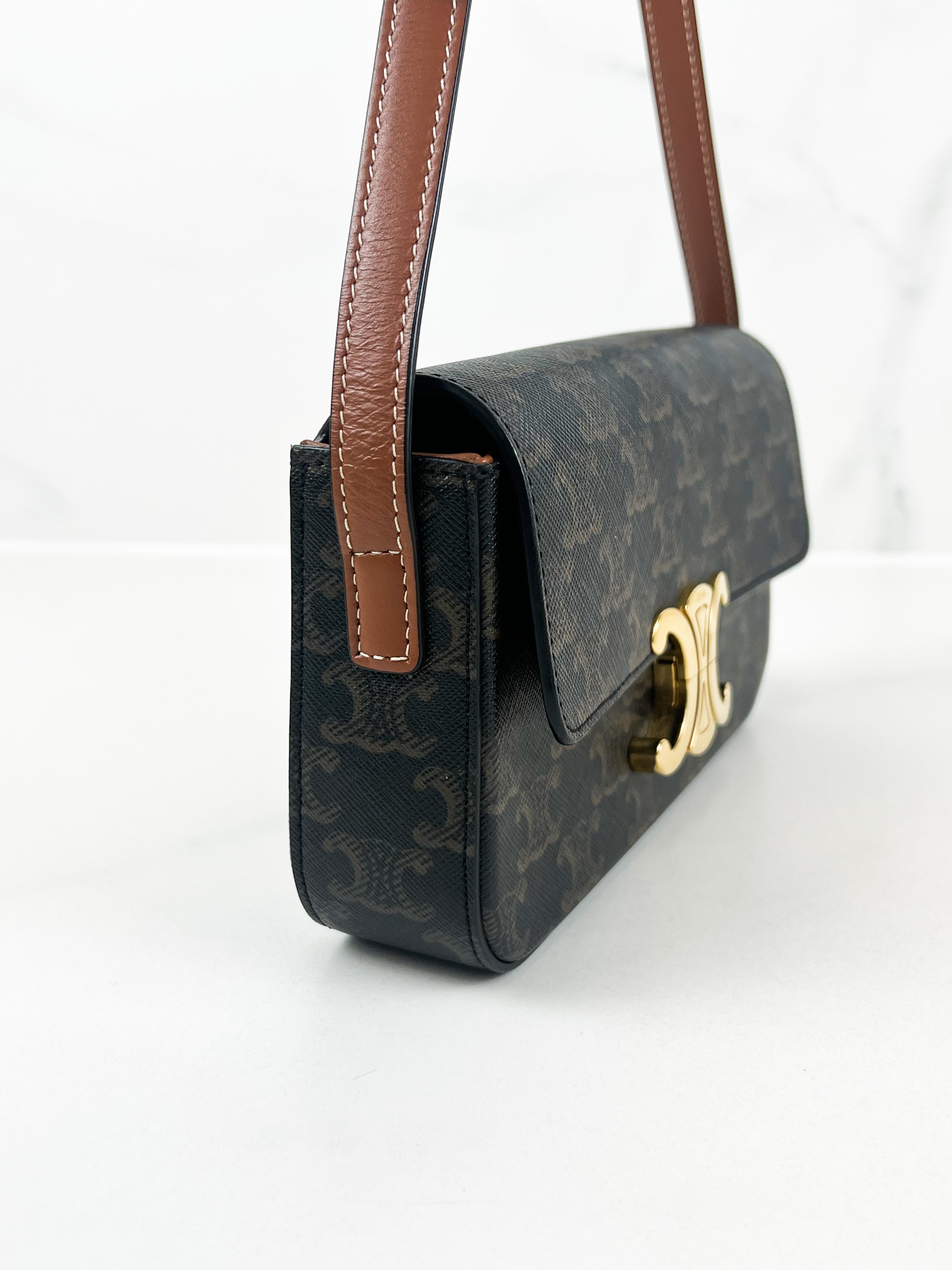 Celine Triomphe Shoulder Bag in Monogram Calfskin
