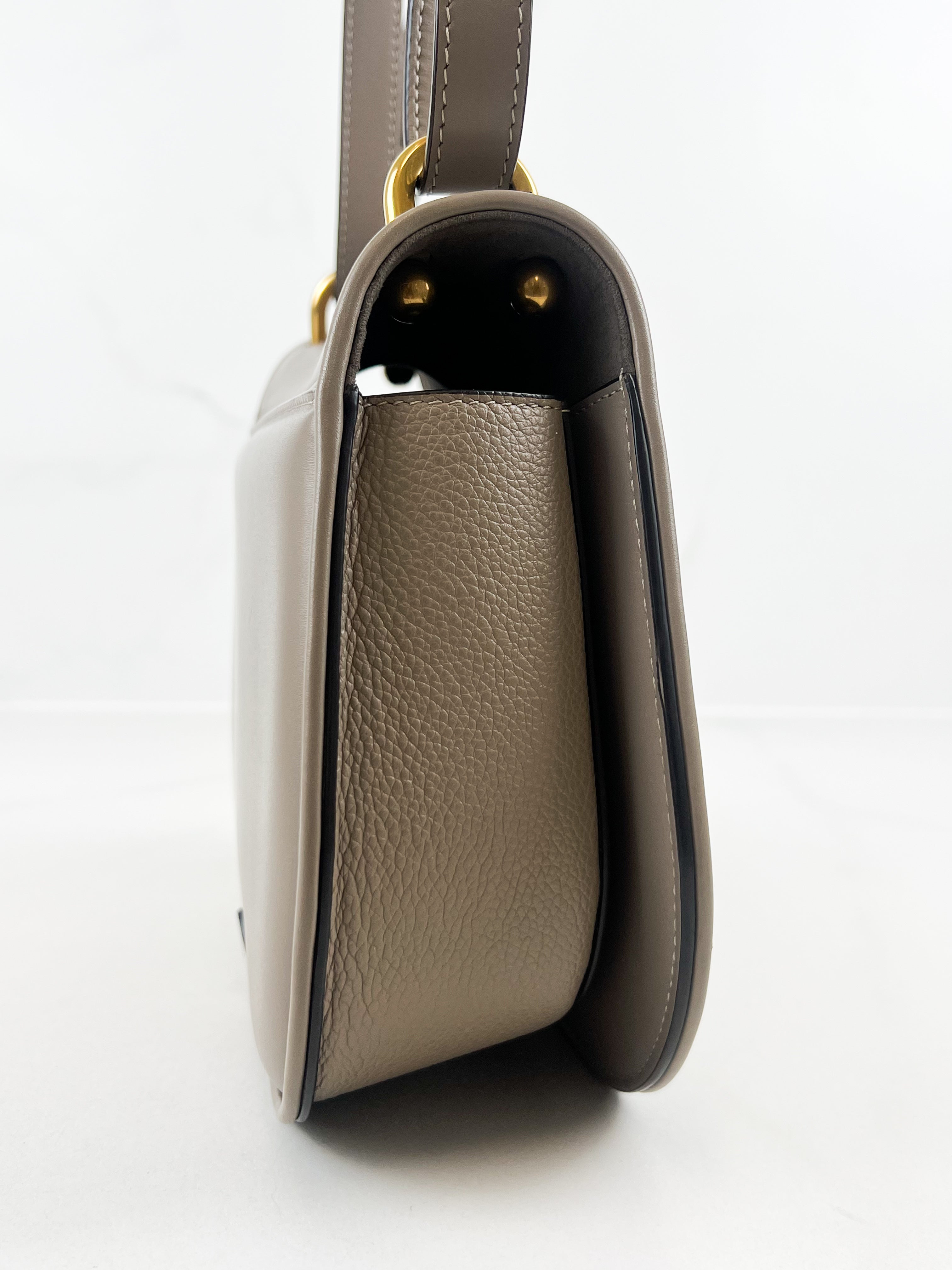 Fendi FF C'mon Leather Crossbody Bag in Taupe with GHW