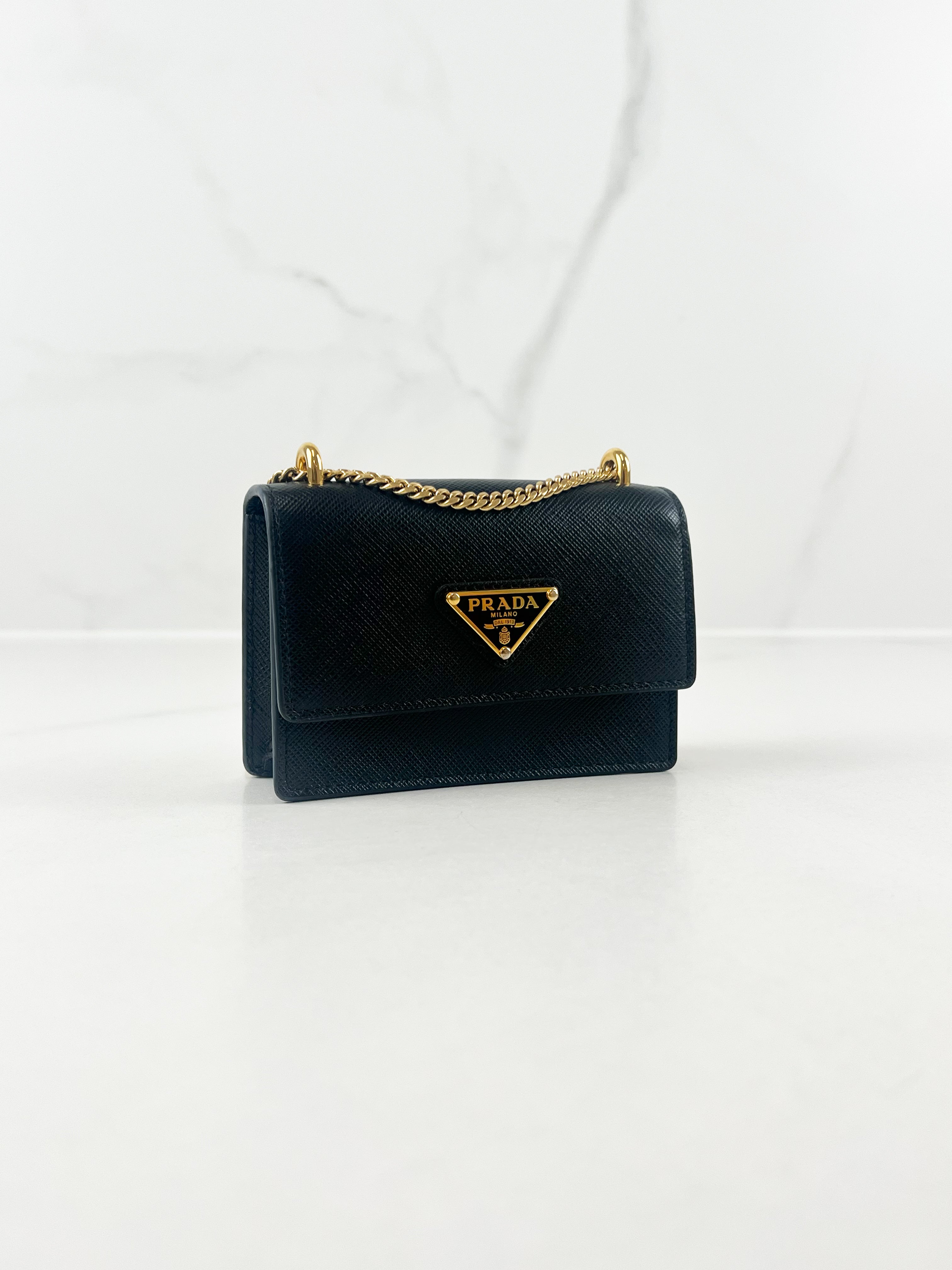 Prada Micro Leather Wallet On Chain