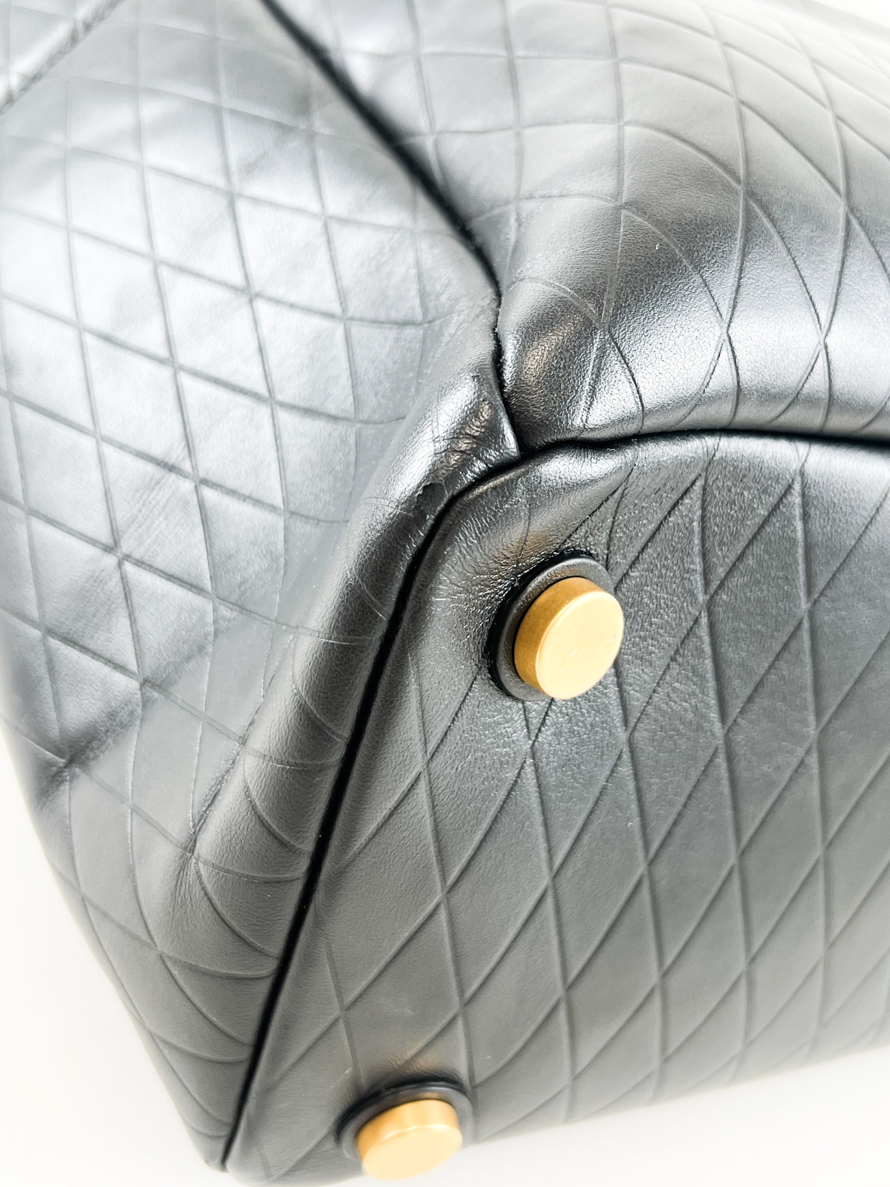 Balmain Soft Leather Tote Bag in Black Calf Leather with Gold-Tone Hardware