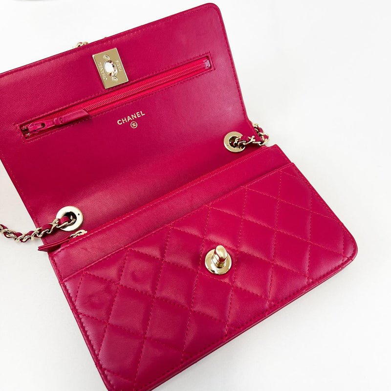 Chanel Fuschia Pink Trendy Wallet On Chain
