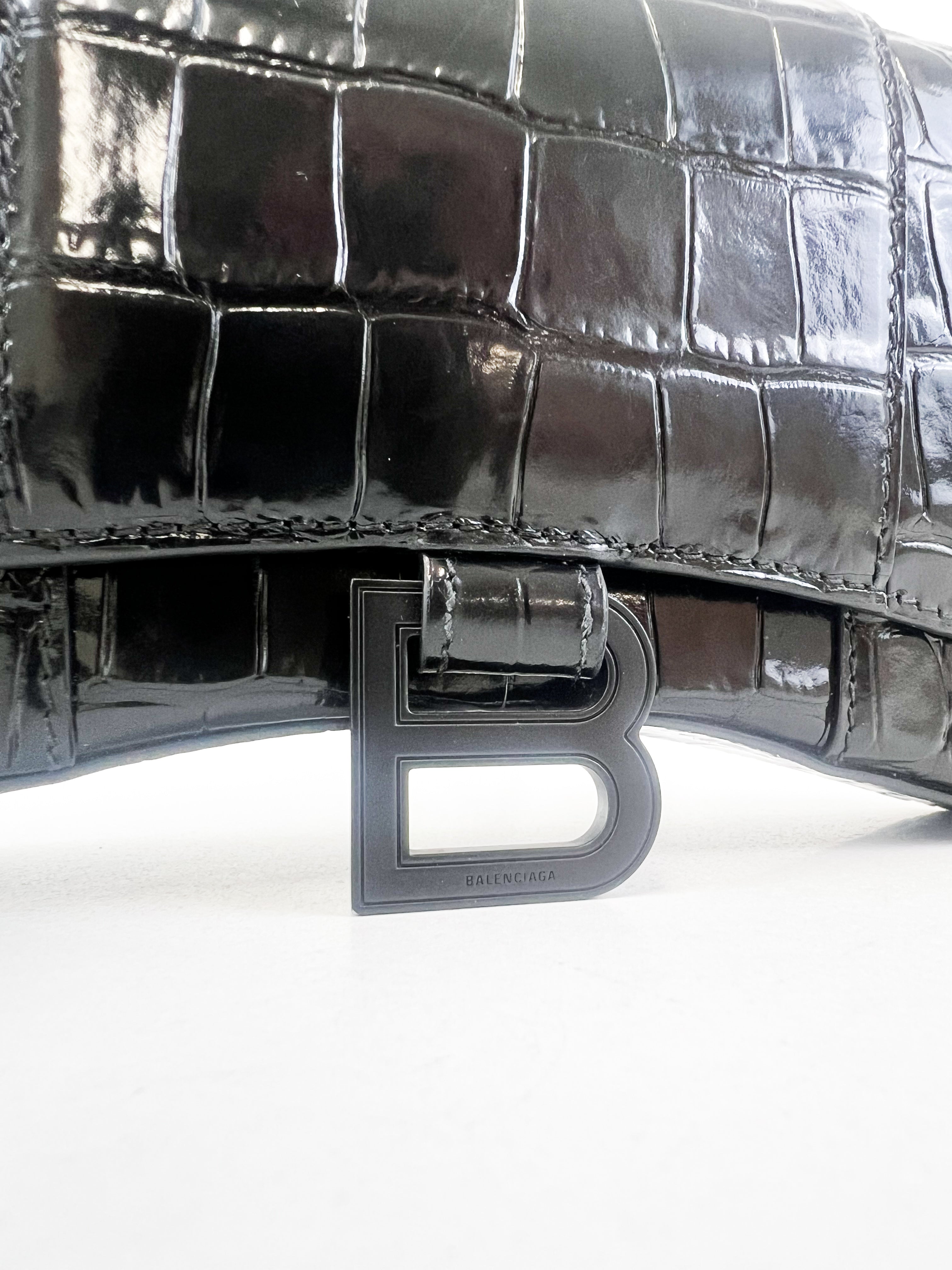 Balenciaga Black Croc Hourglass
