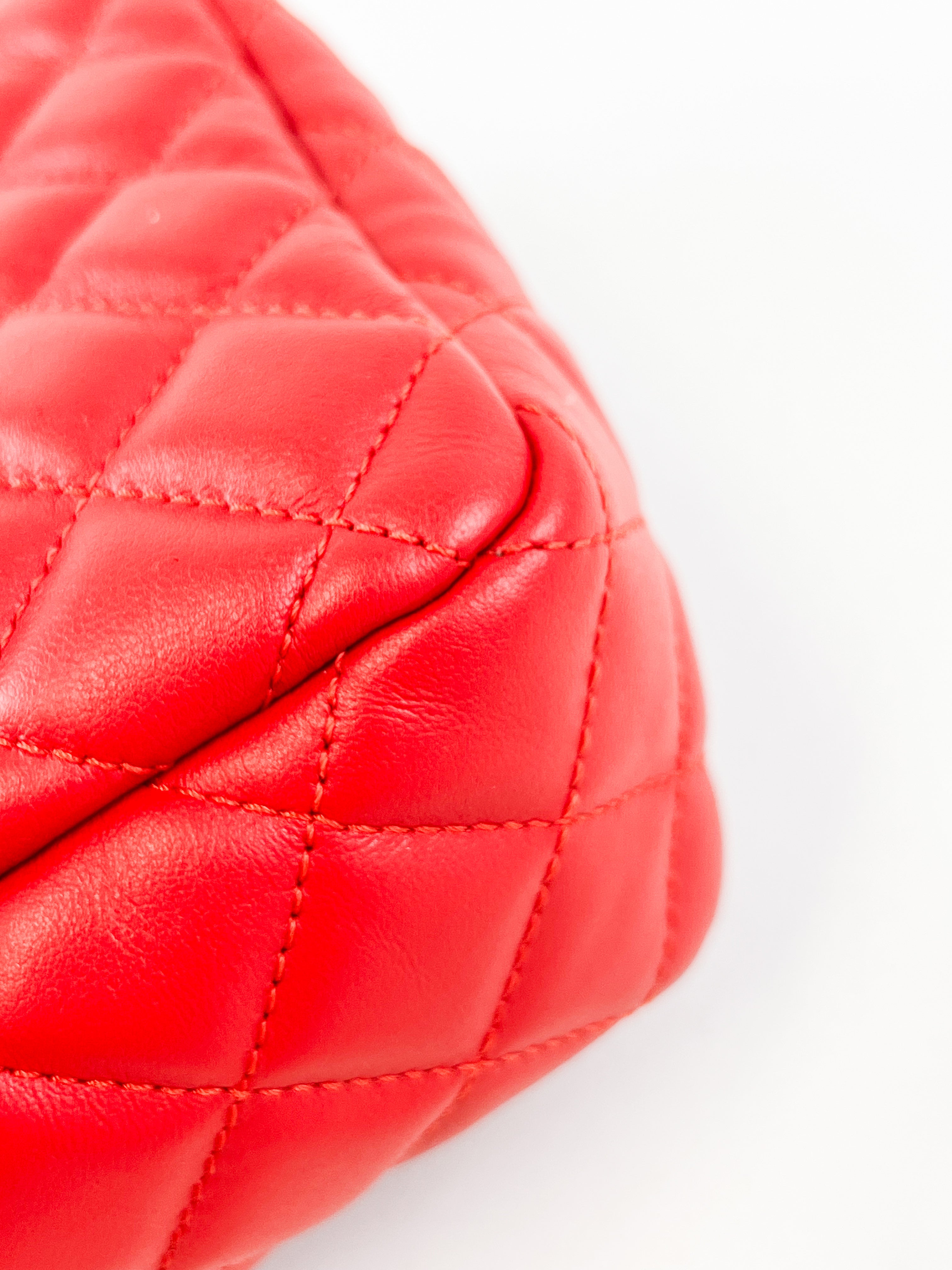 Versace Red Quilted Leather Shoulder Bag