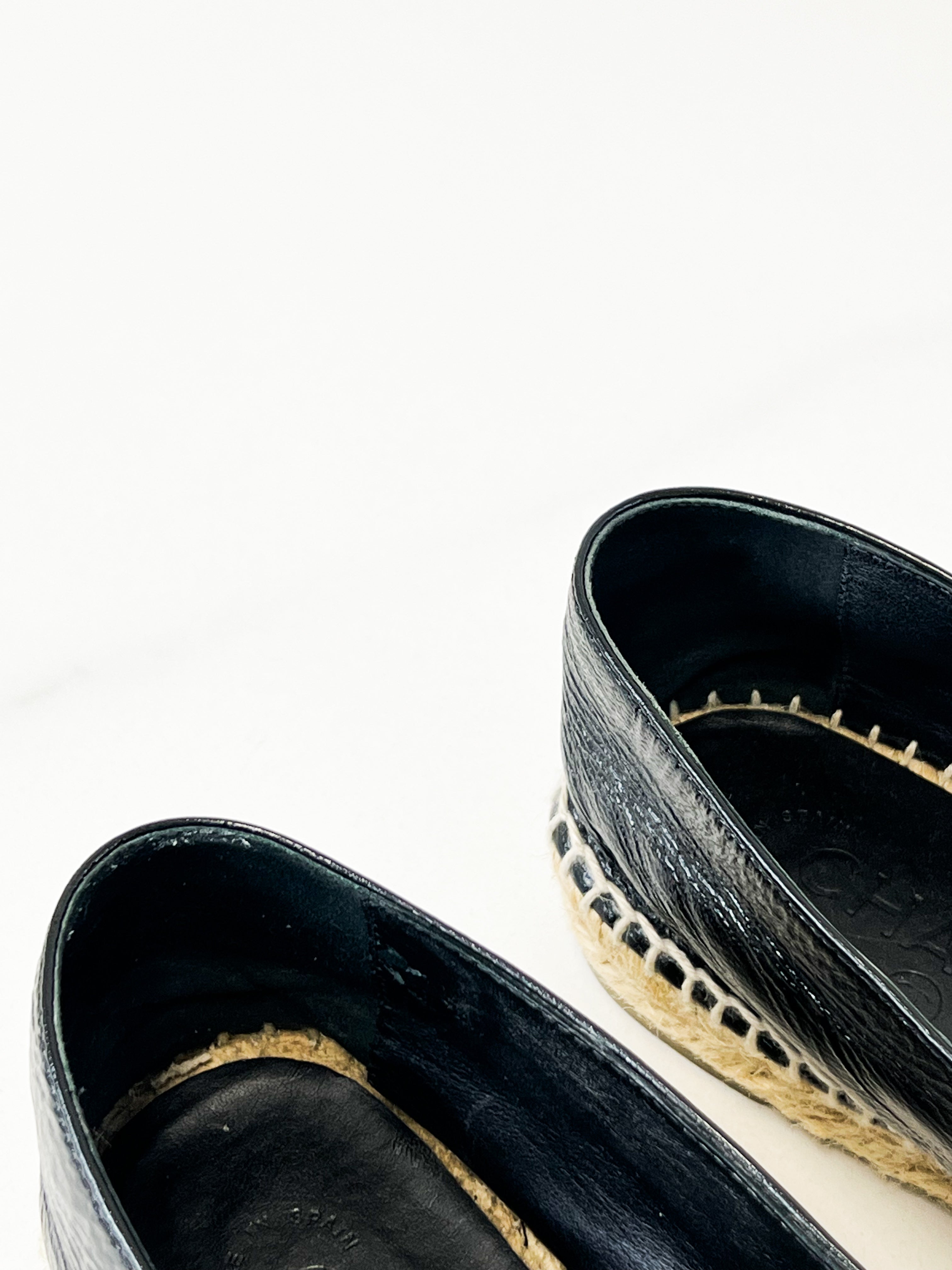 Chanel Black Embellished Espadrille Size 38