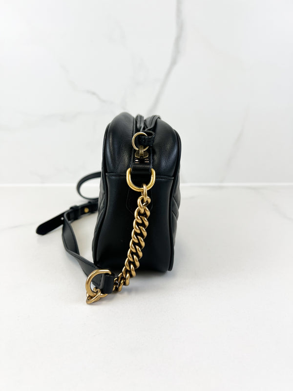 Gucci Black GG Small Marmont Shoulder Bag