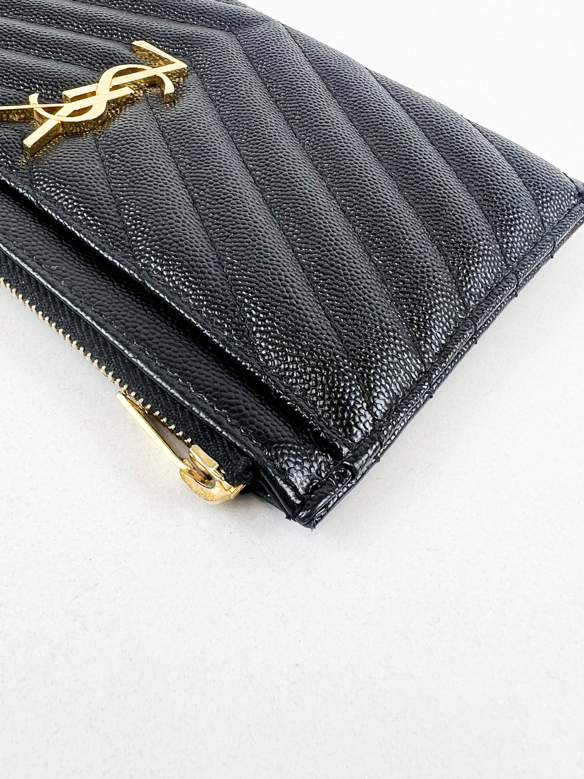 Saint Laurent Cassandre Metelasse Pouch in Grain De Poudre Leather with GHW