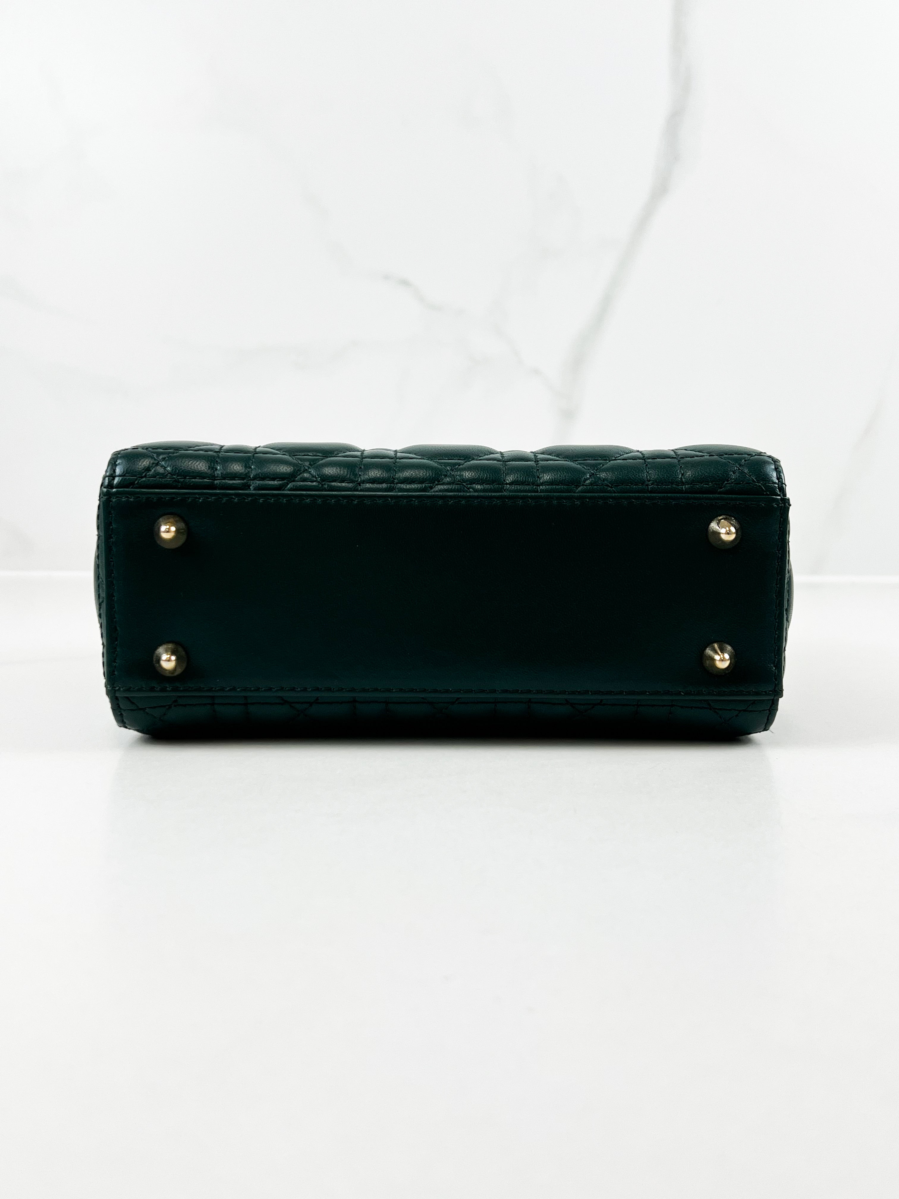 Christian Dior Small Lady Dior In Cedar Green Lambskin with GHW
