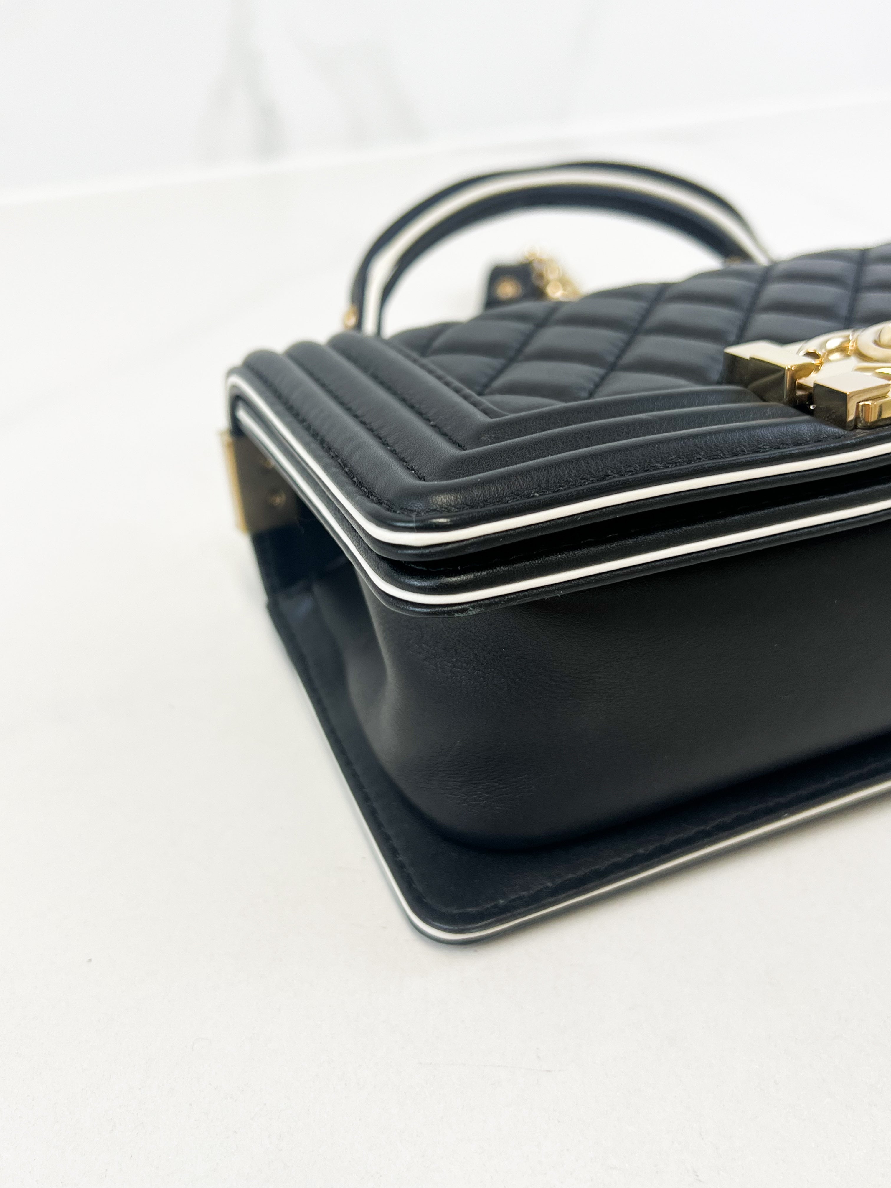 Chanel Top Handle Small Black Boy Bag with GHW