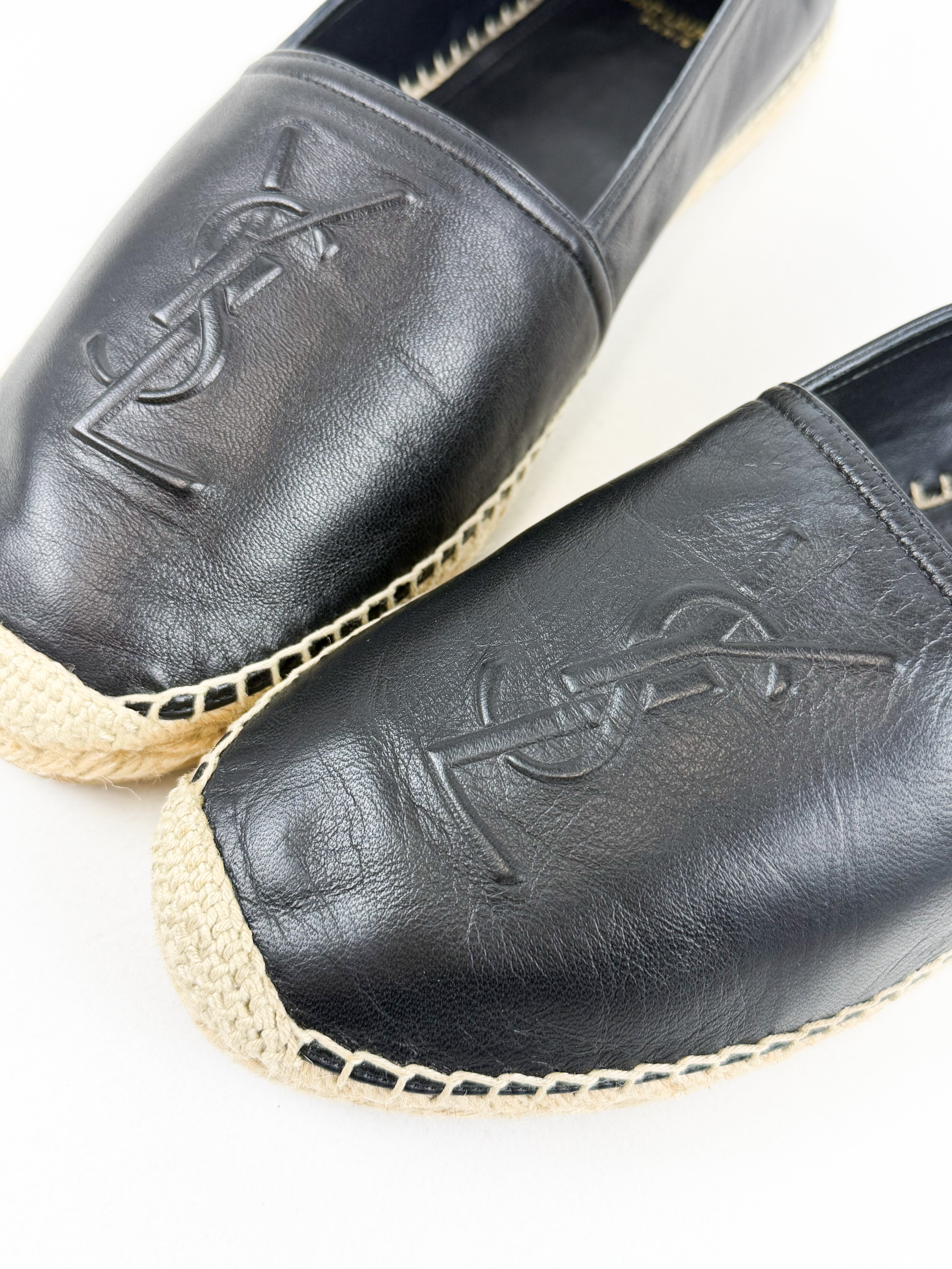 Saint Laurent Black Monogram Espadrilles Size 41.5