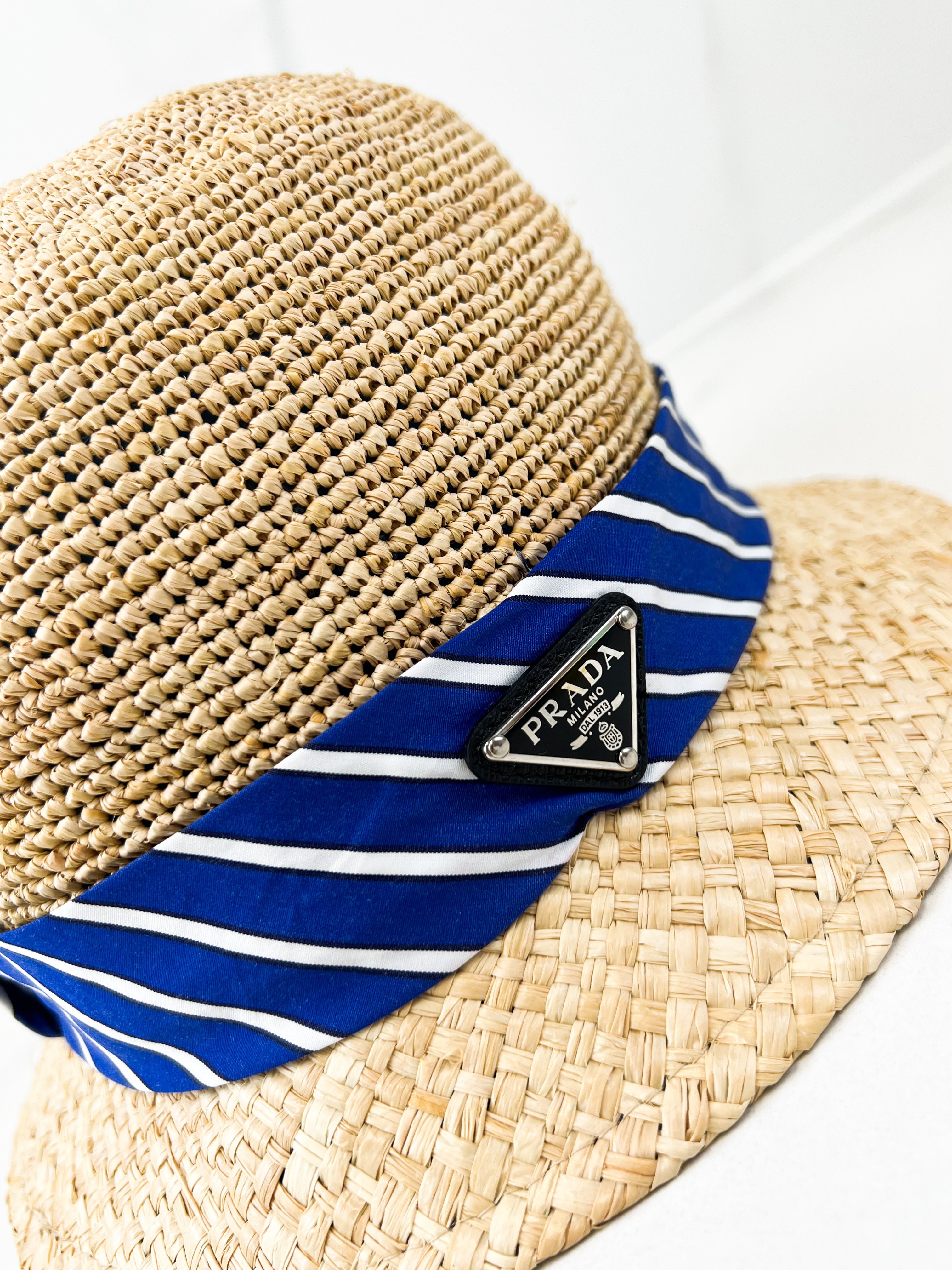 Prada Raffia Bucket Hat Size Medium