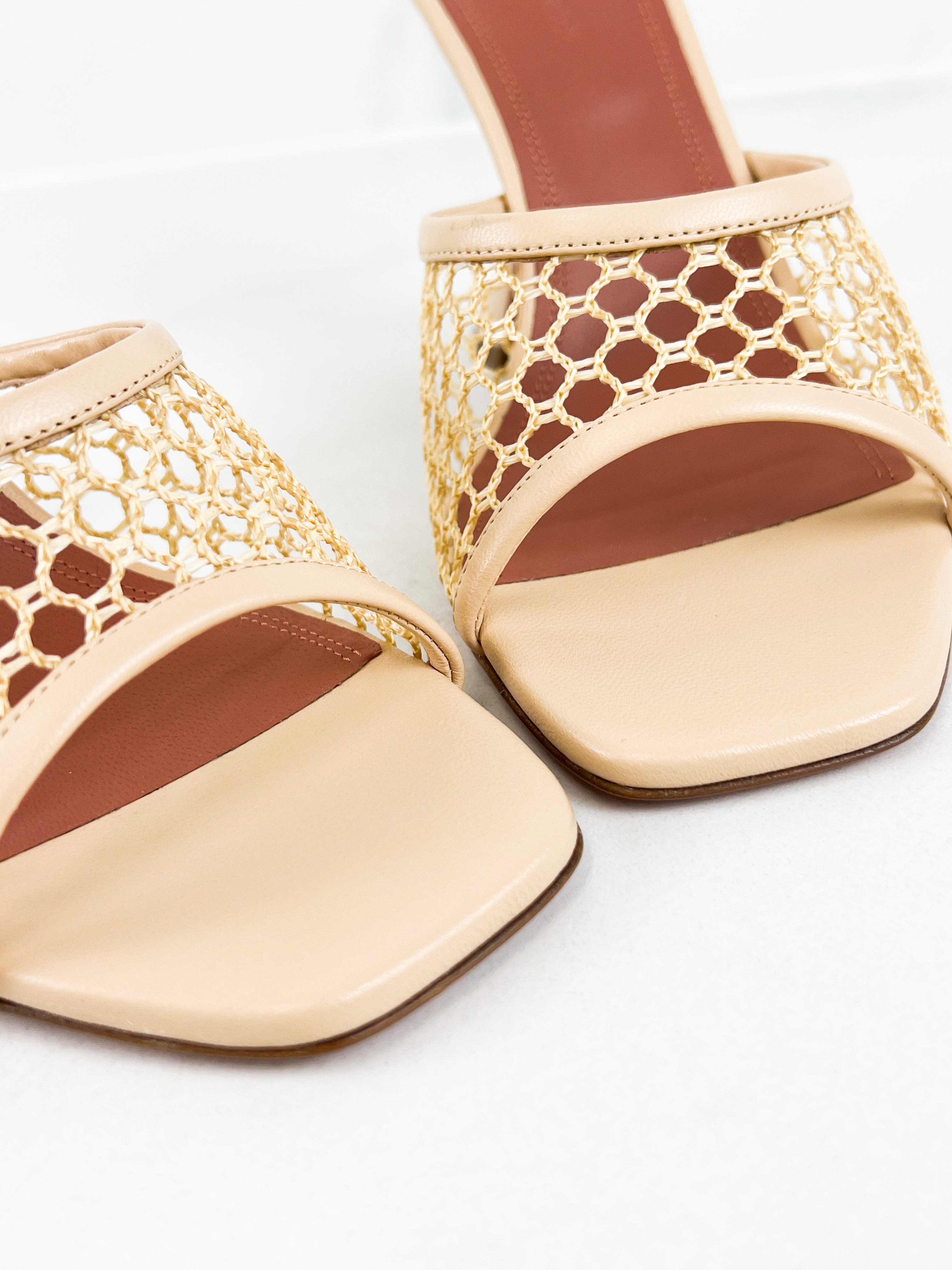 Amina Muaddi Lupita Net Slipper in Beige Size 40
