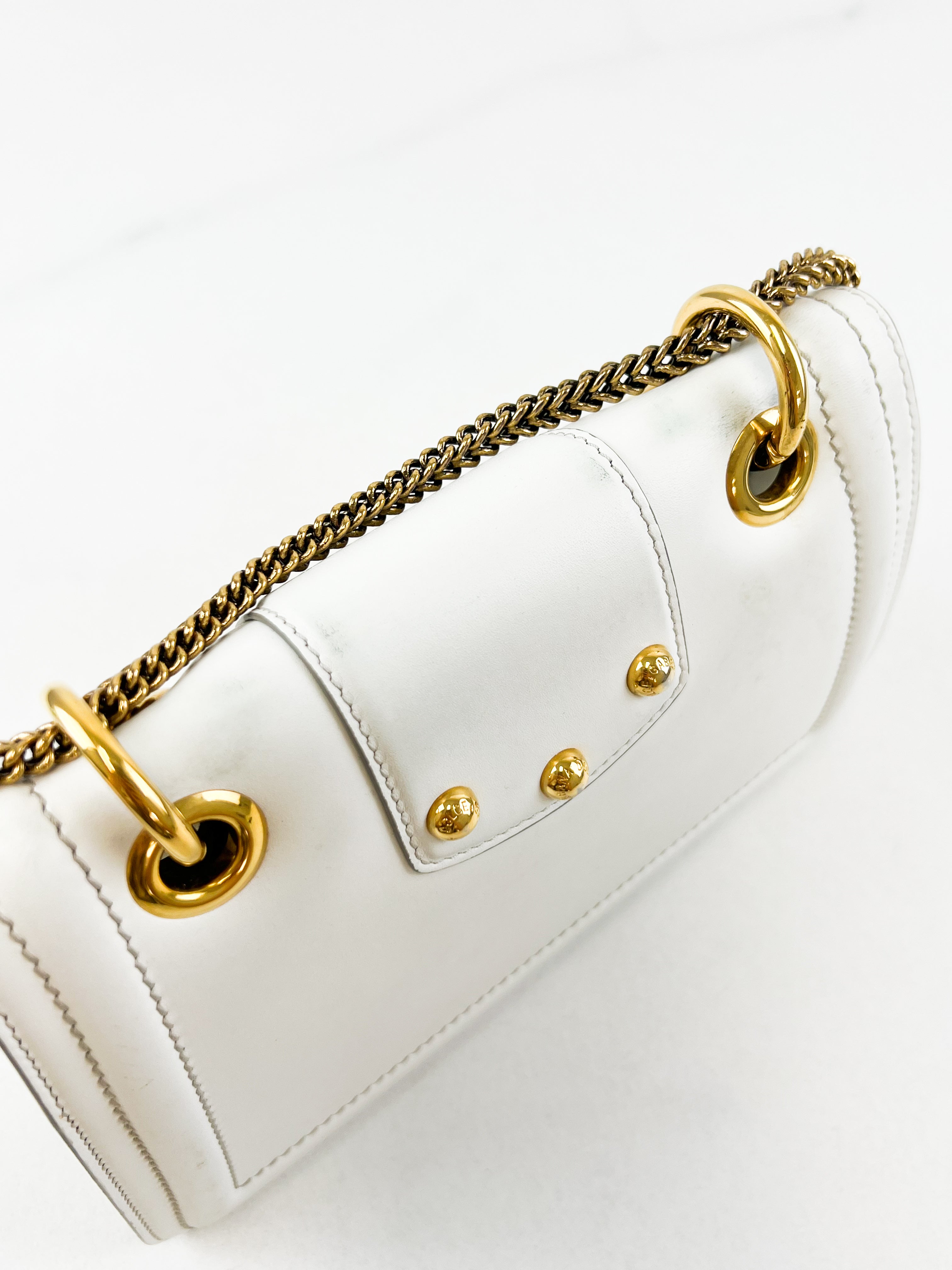 Dolce & Gabbana Amore Chain Shoulder Bag in White with GHW