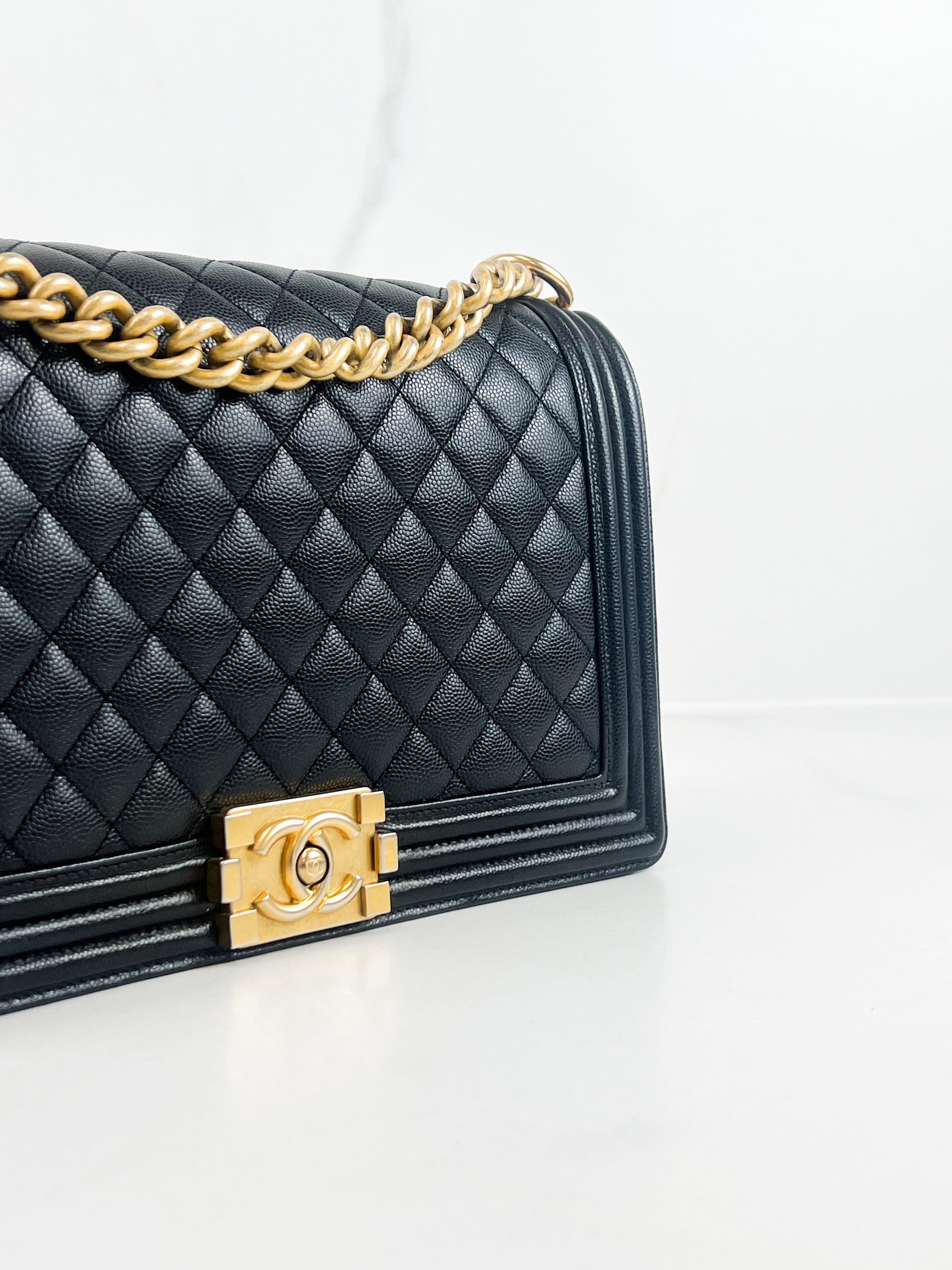 Chanel Black New Medium Caviar Boy Bag with GHW