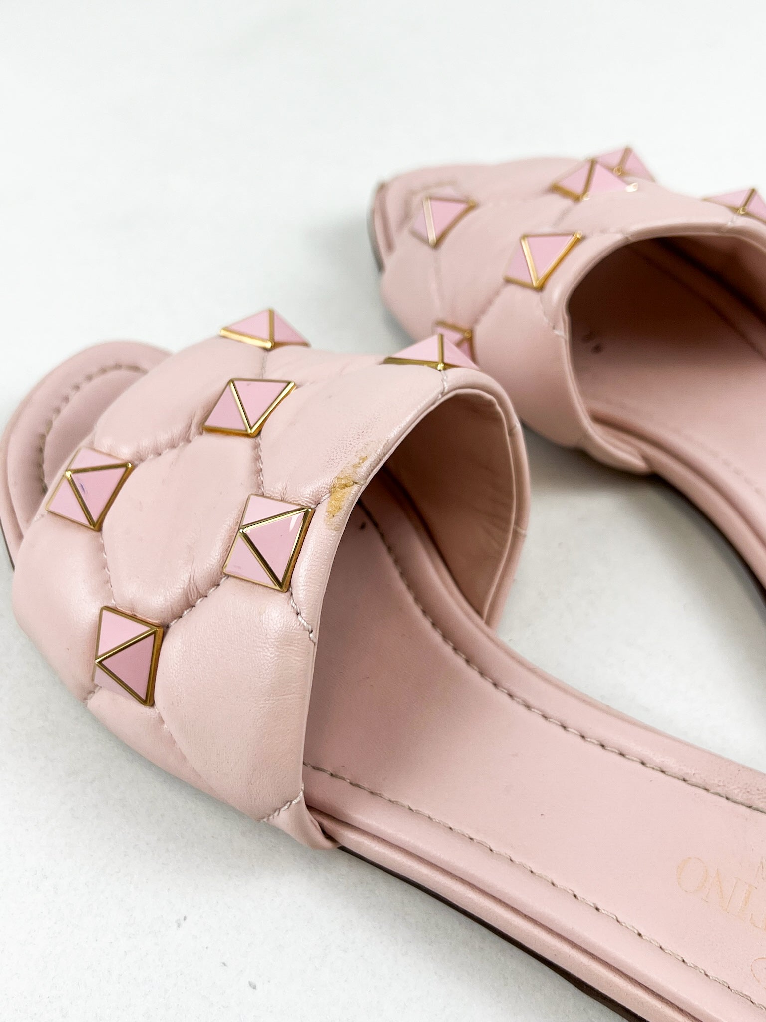 Valentino Garavani Pink Roman Stud Slides Size 36.5