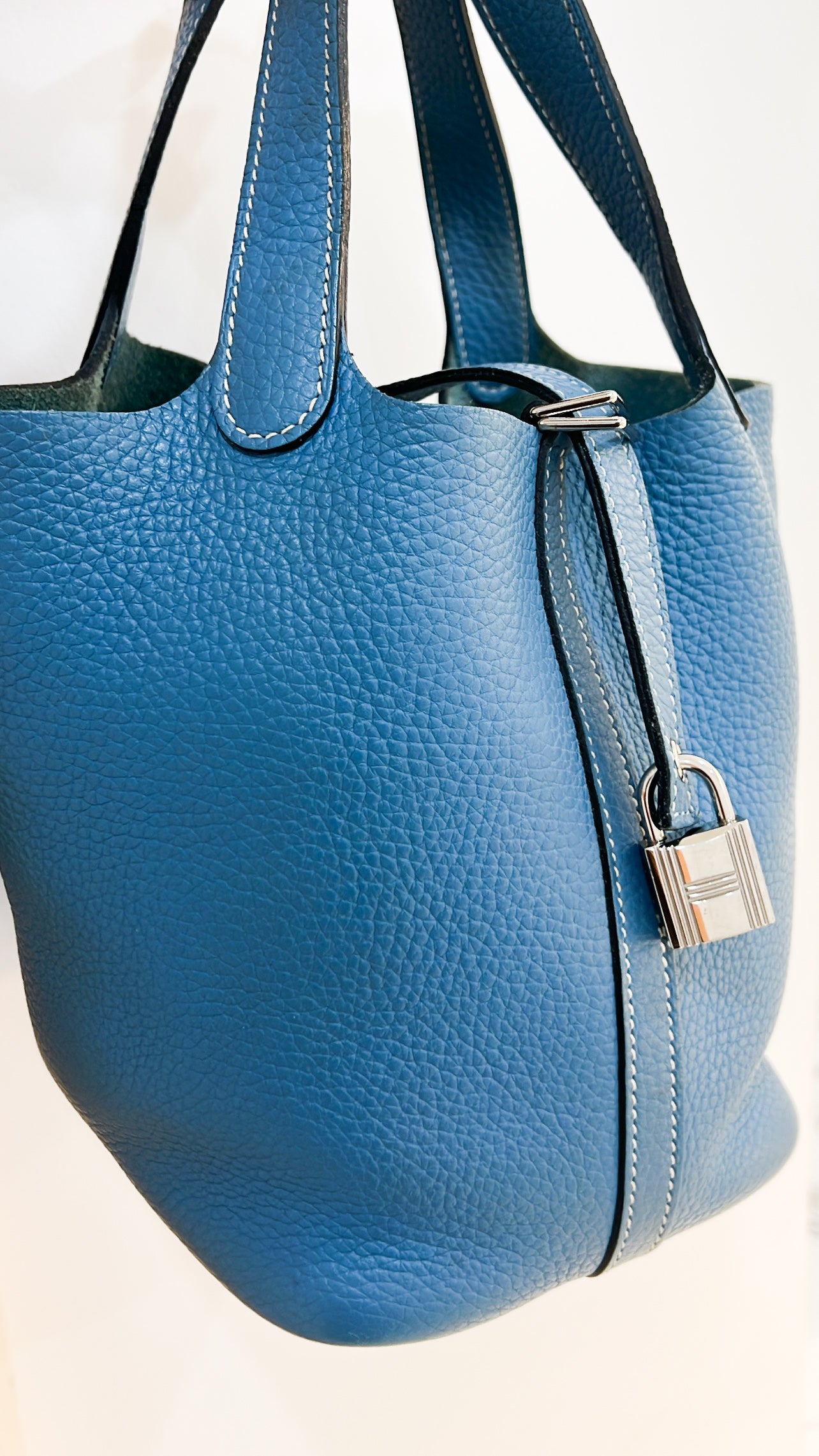 Hermes Picotin 18 in Bleu Jean Clemence Leather