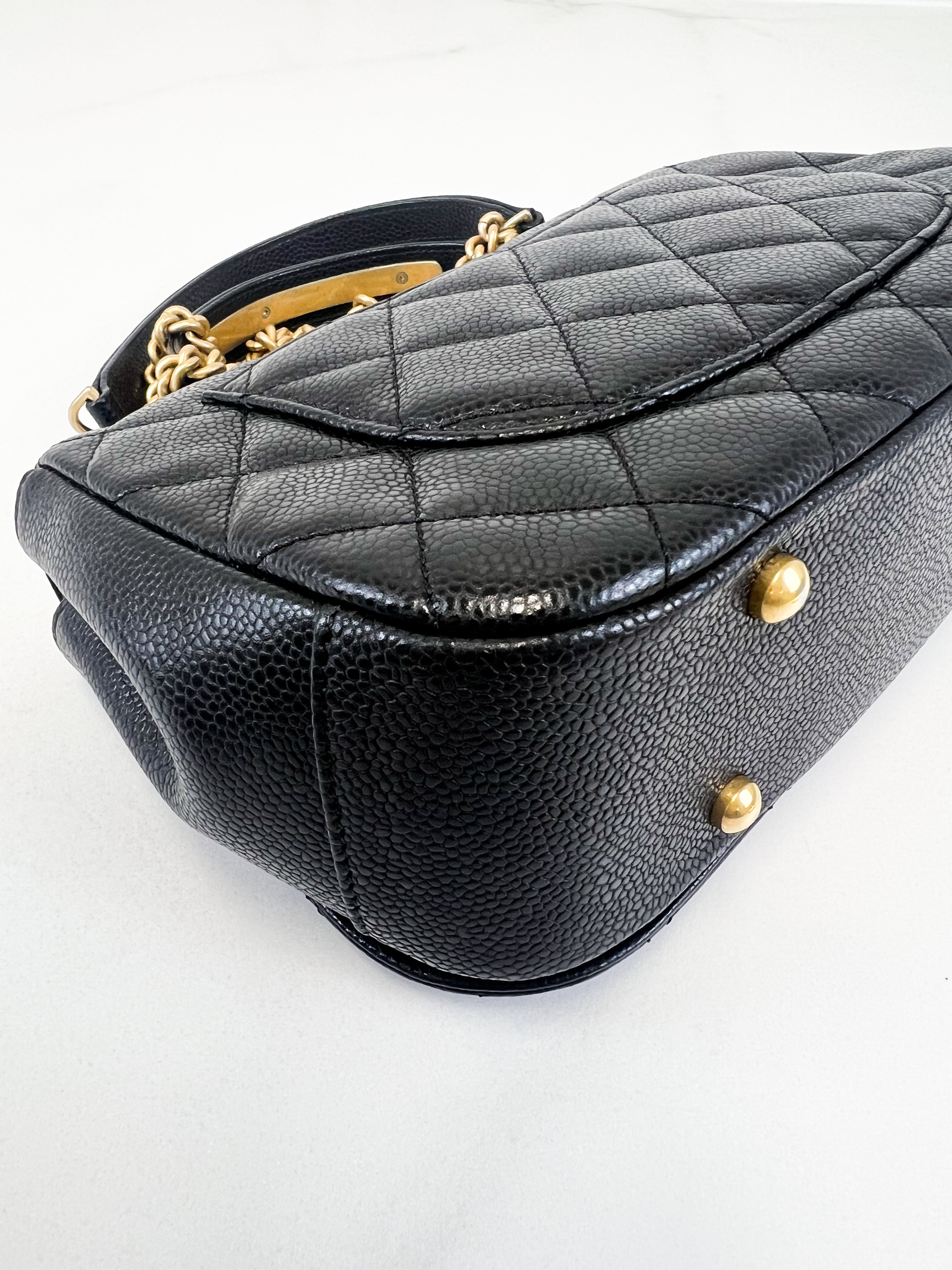 Chanel Caviar Top Handle Flap Shoulder Bag
