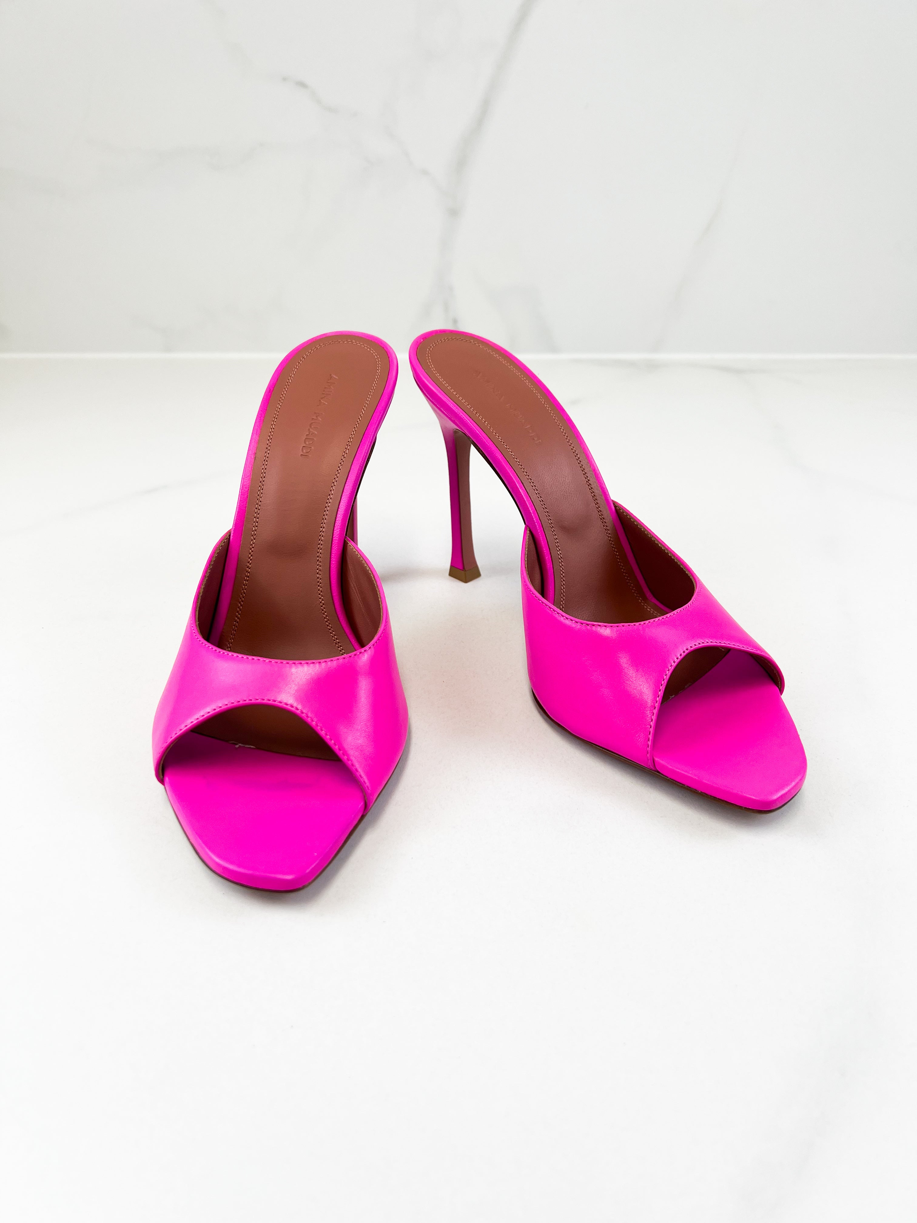 Amina Muaddi Alexa Leather Mule 105mm Size 40.5