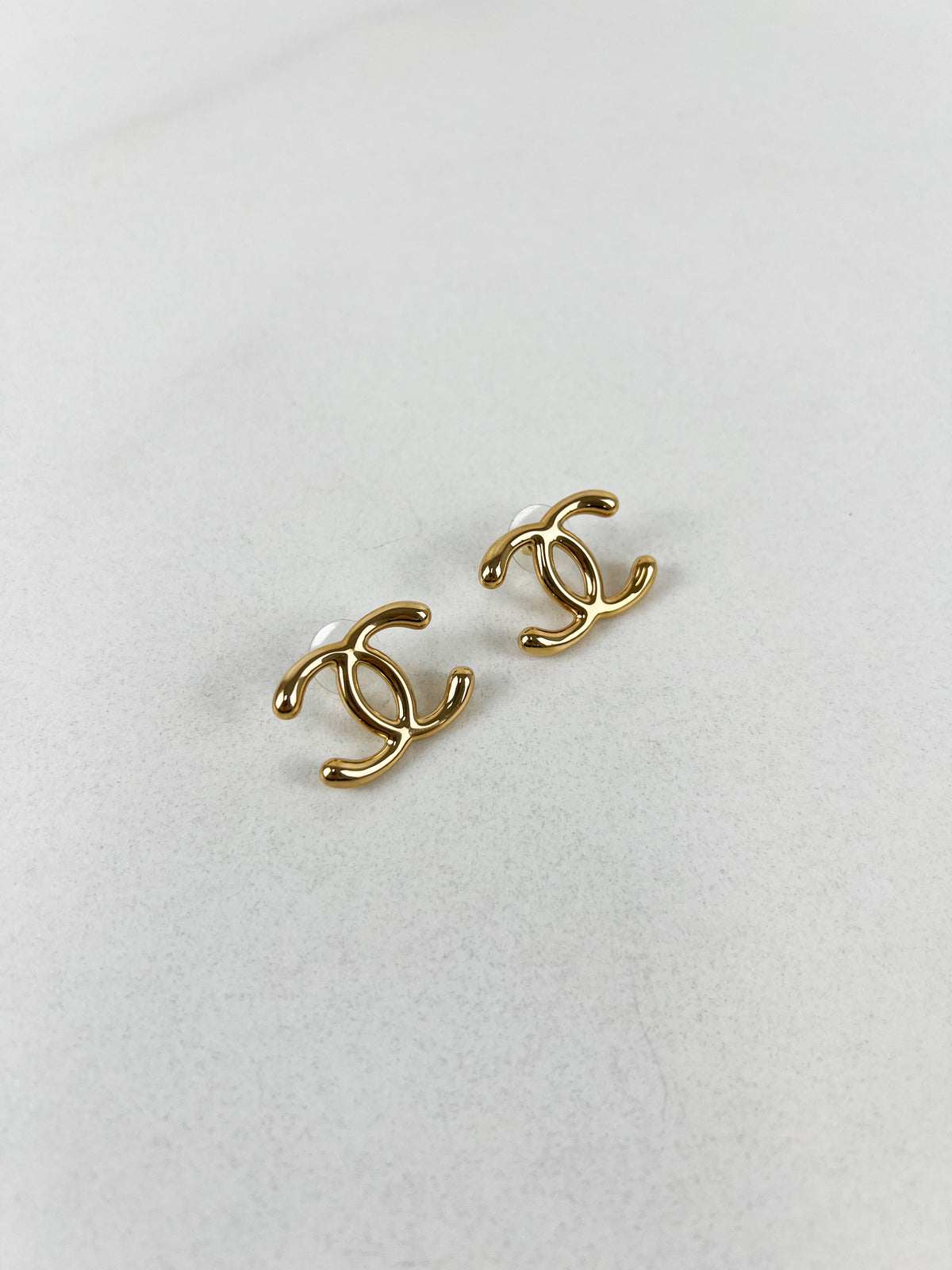 Chanel CC Gold Stud Earrings