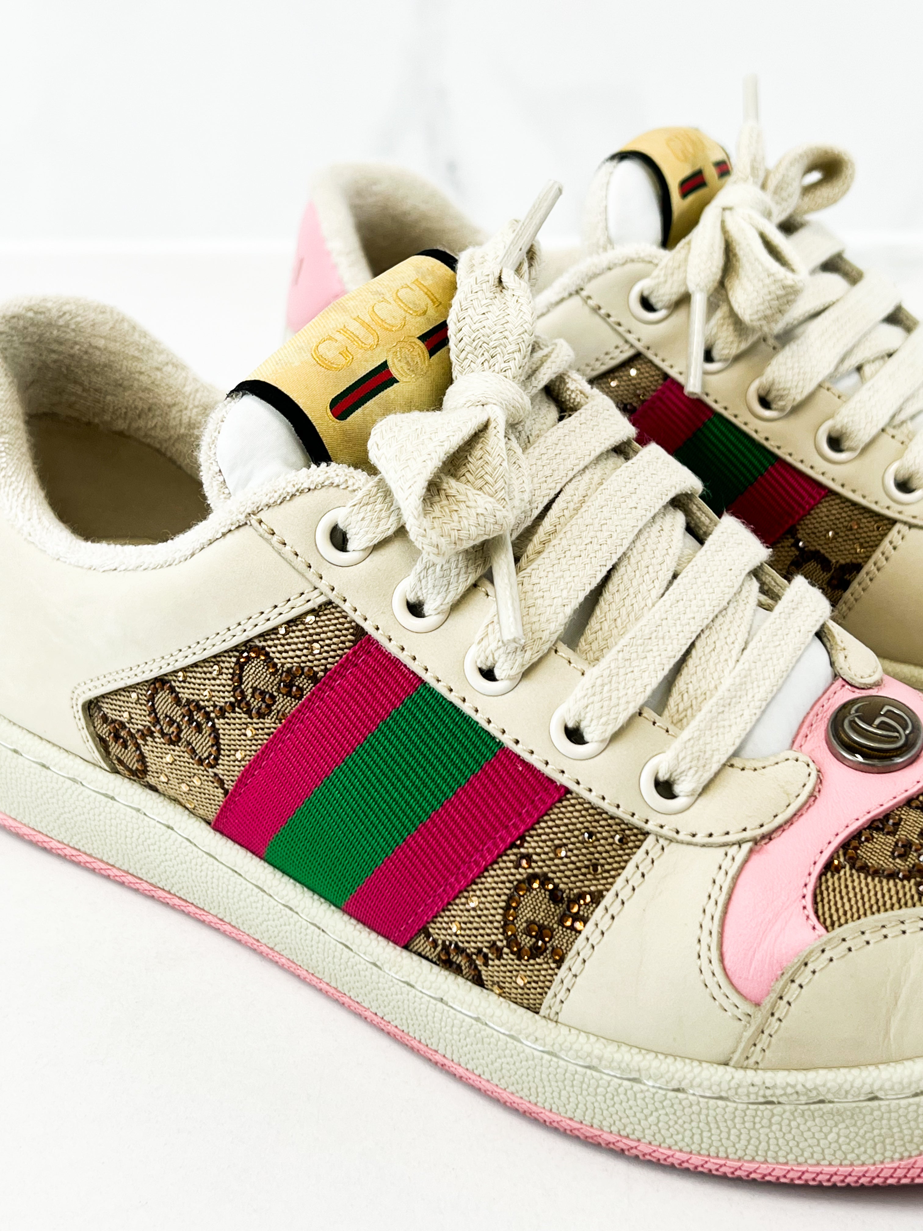 Gucci Screener Sneaker with Crystals Size 37