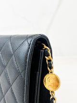 Chanel Black Caviar CC Classic Wallet On Chain GHW