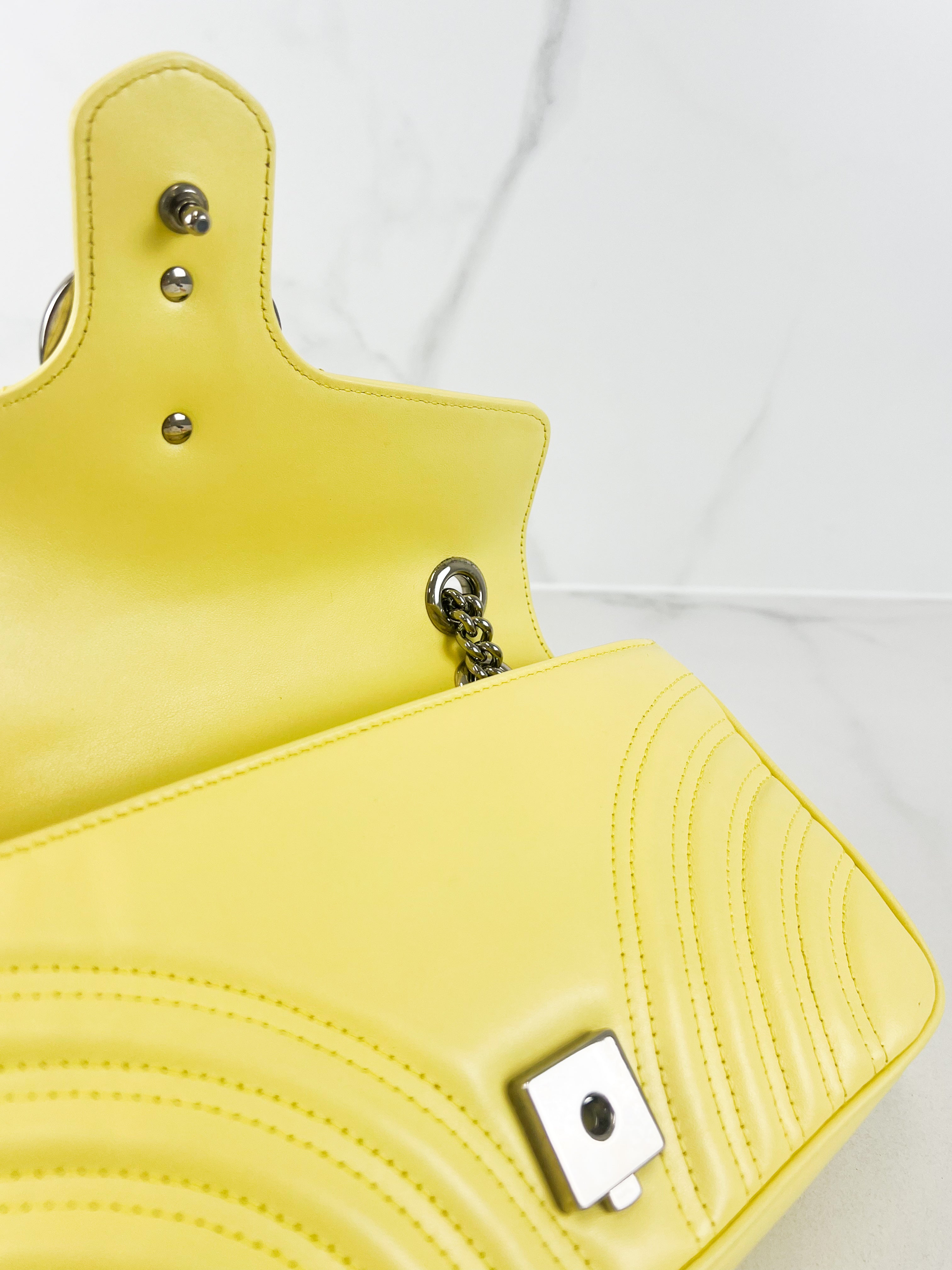 Gucci GG Marmont Matelasse Medium Yellow Flap Shoulder Bag