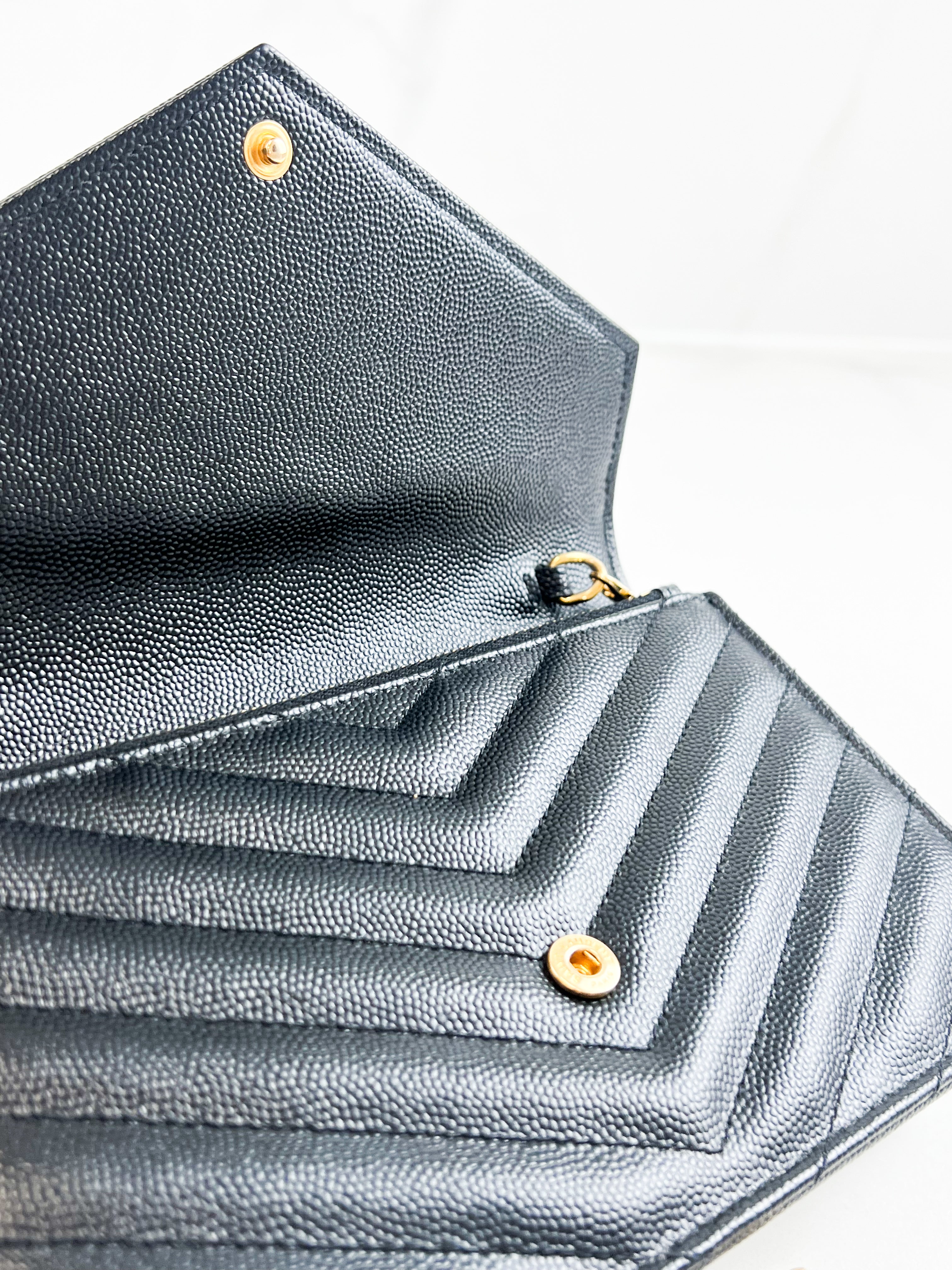 Saint Laurent Black Cassandre Envelope WOC with GHW