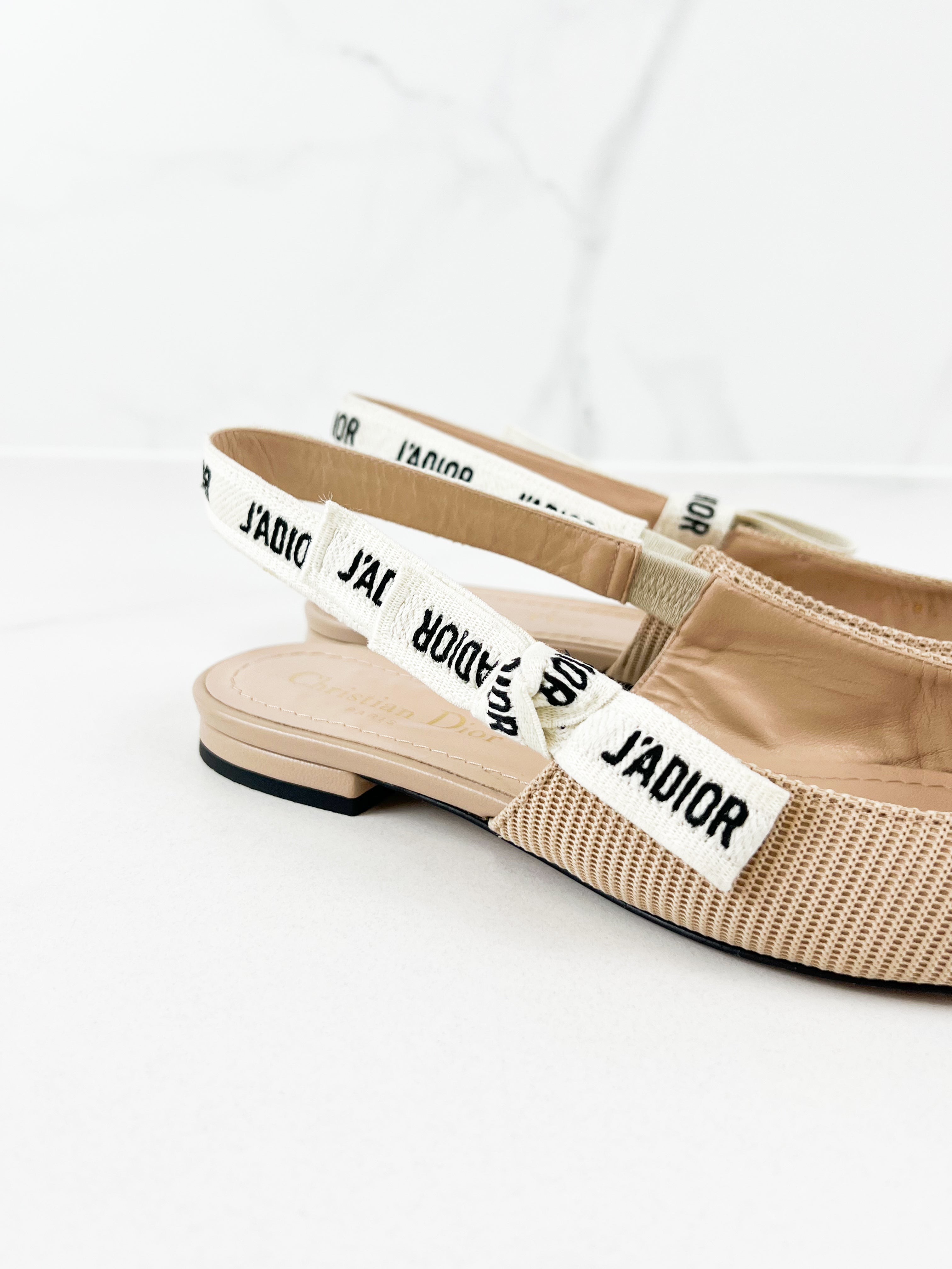 Christian Dior Nude J'adior Slingback Flats Size 38.5