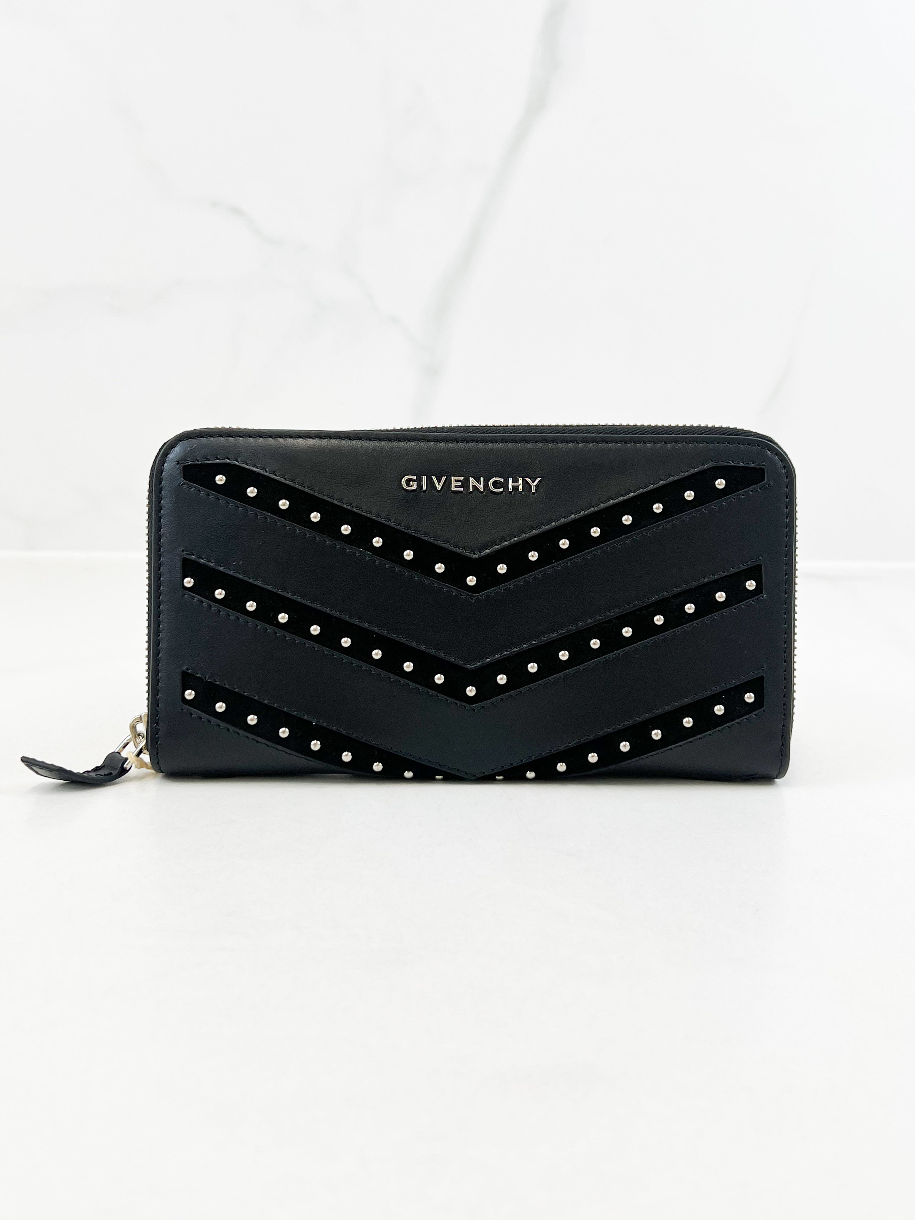 Givenchy Grained Leather Zip Around Wallet