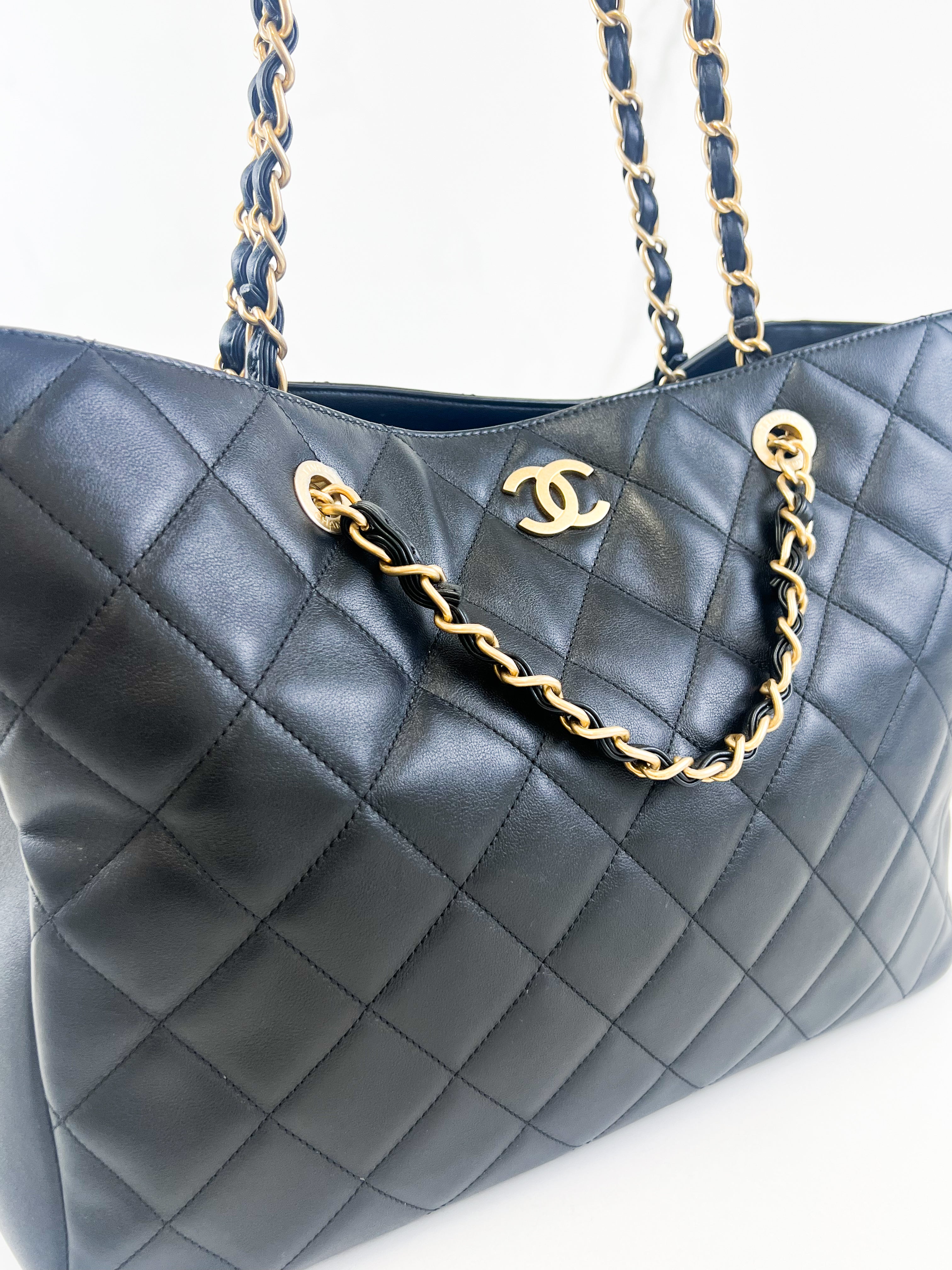 Chanel CC Black Calfskin Shopping Tote GHW