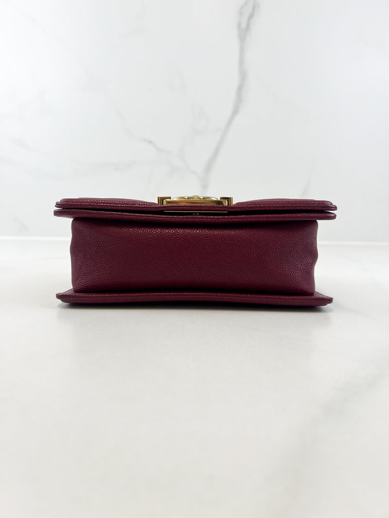 Chanel Small Burgundy Caviar Boy Bag