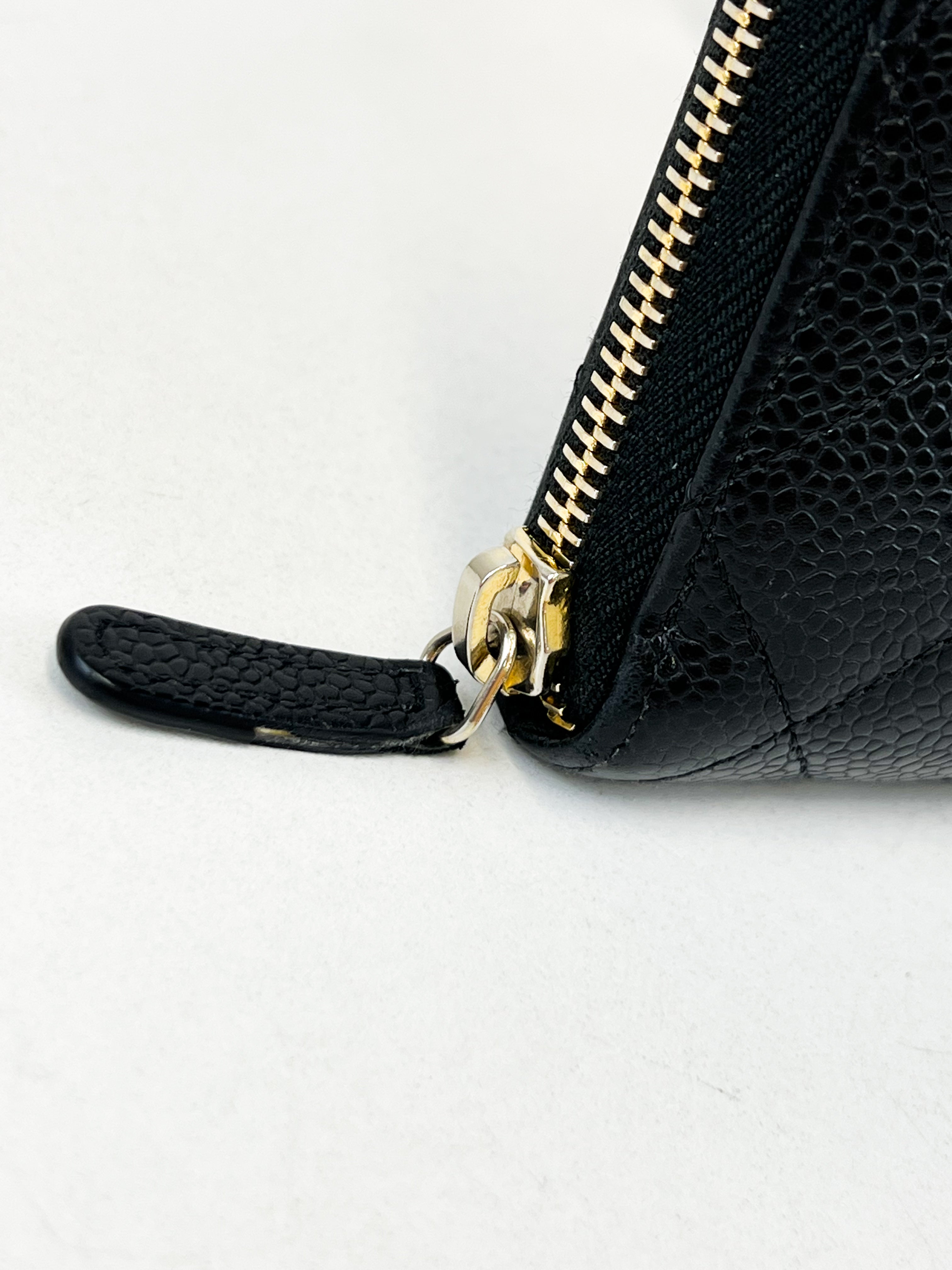 Chanel Classic Caviar Zip Around CC Wallet