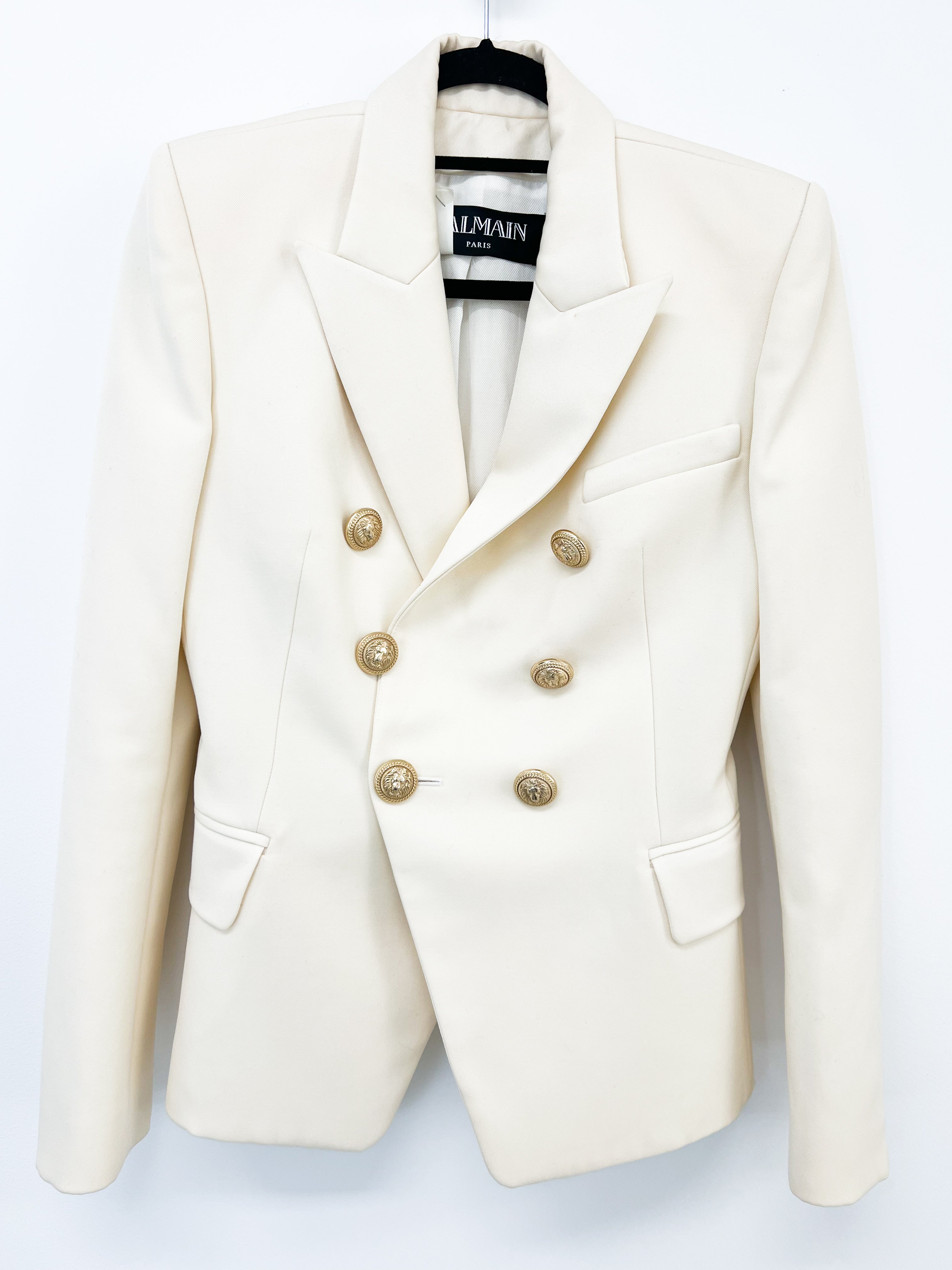Balmain White Blazer with Gold Buttons Size 38