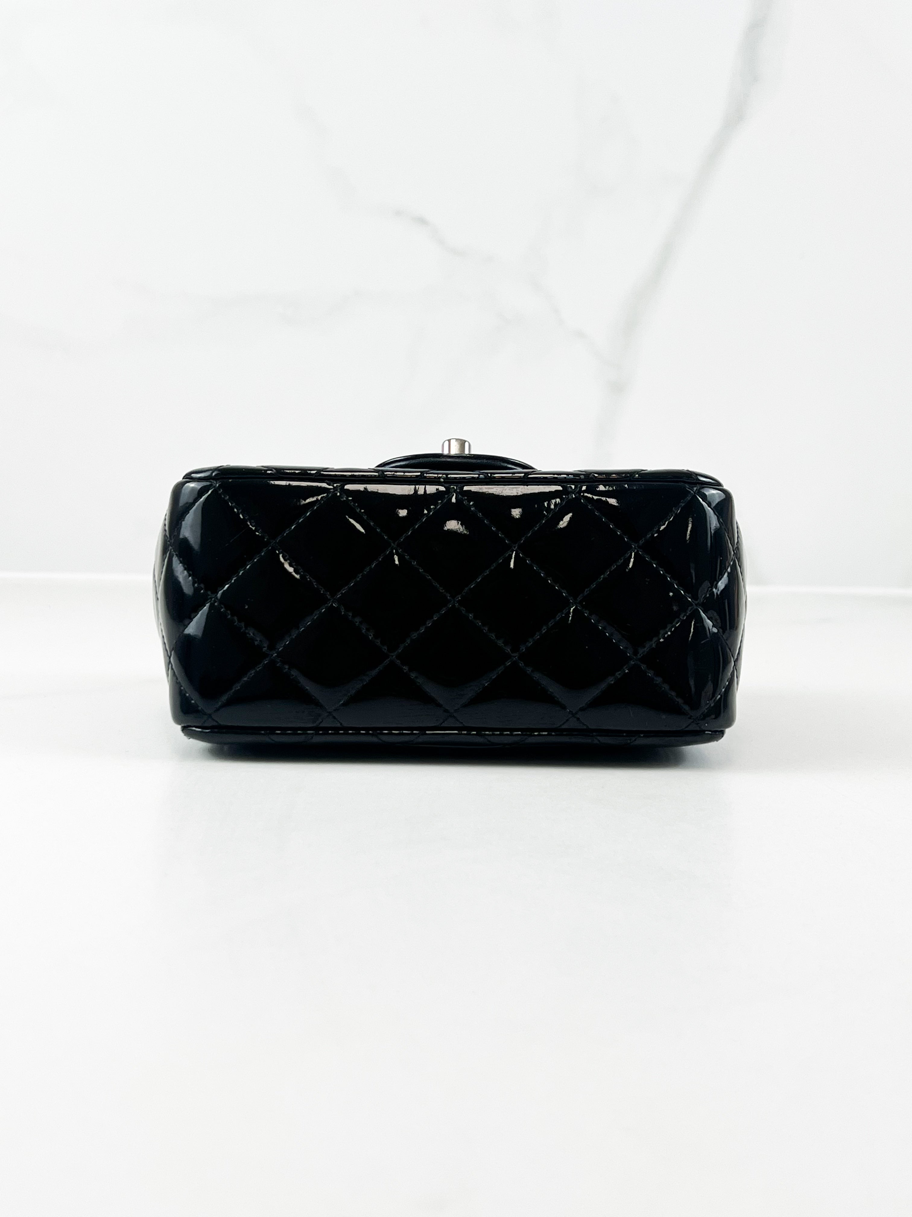 Chanel Patent Mini Square in Black with SHW