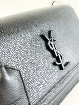 Saint Laurent Black Sunset Grained Shoulder Bag